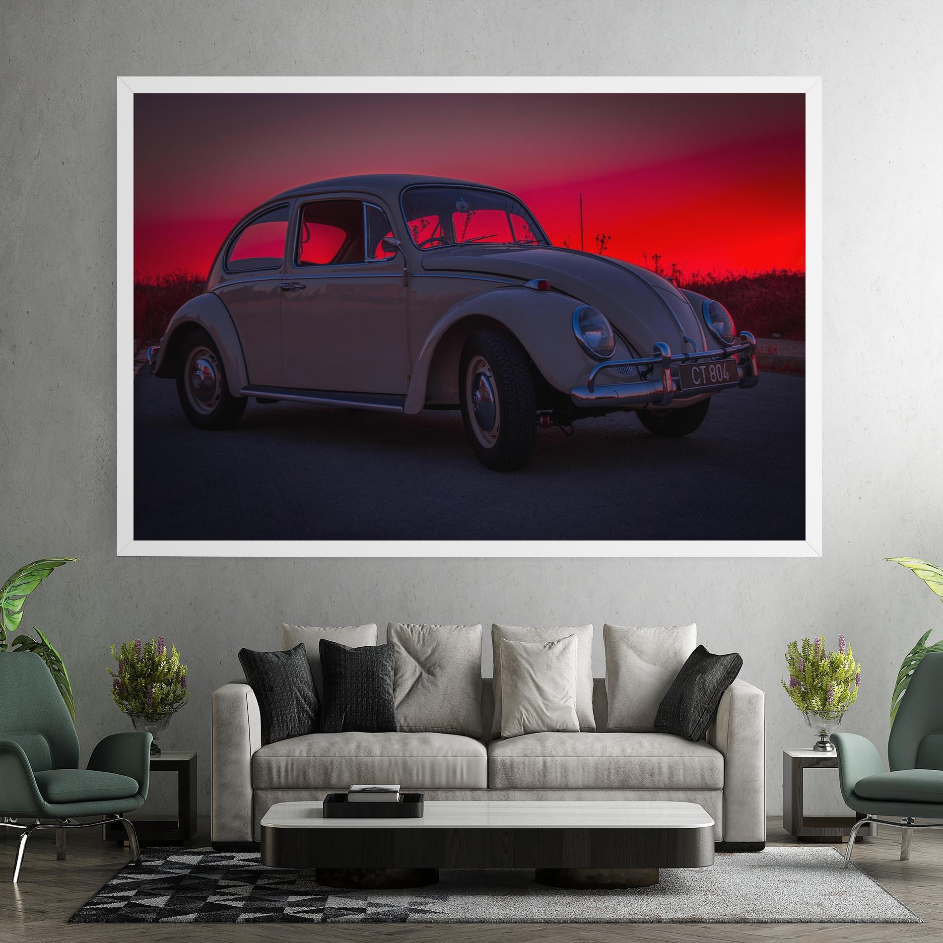 Leinwandbild Old Car Sunset mockup 7