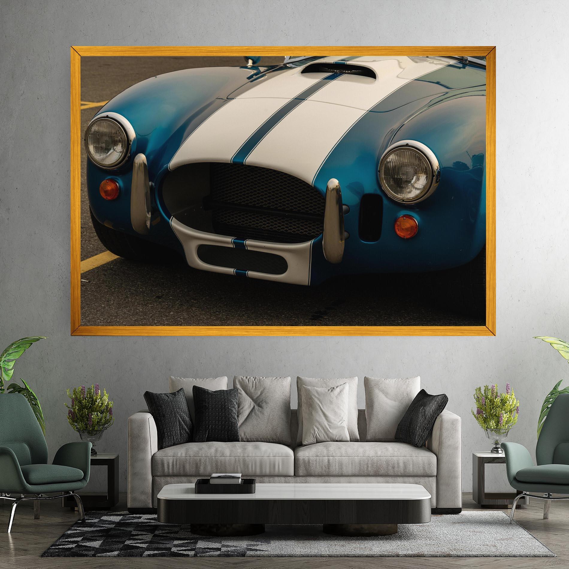 Leinwandbild Blue Vintage Car mockup 7