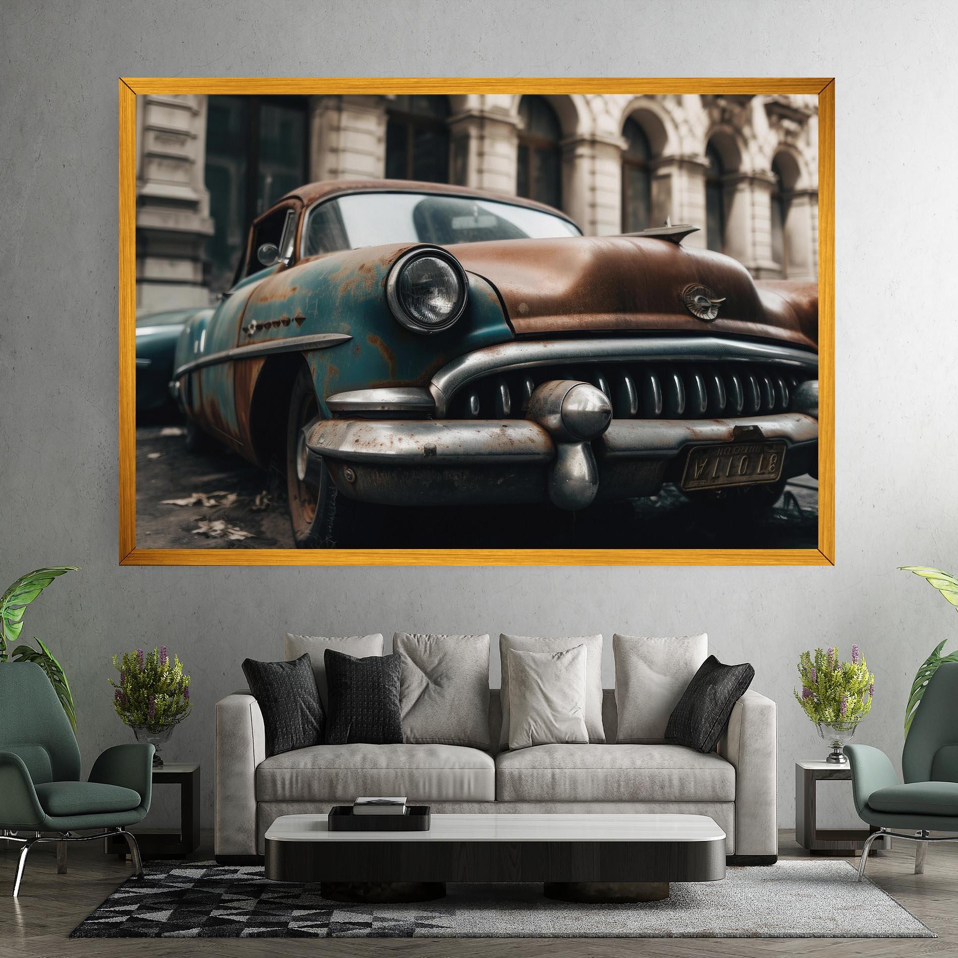 Leinwandbild Old Brown Car mockup 7