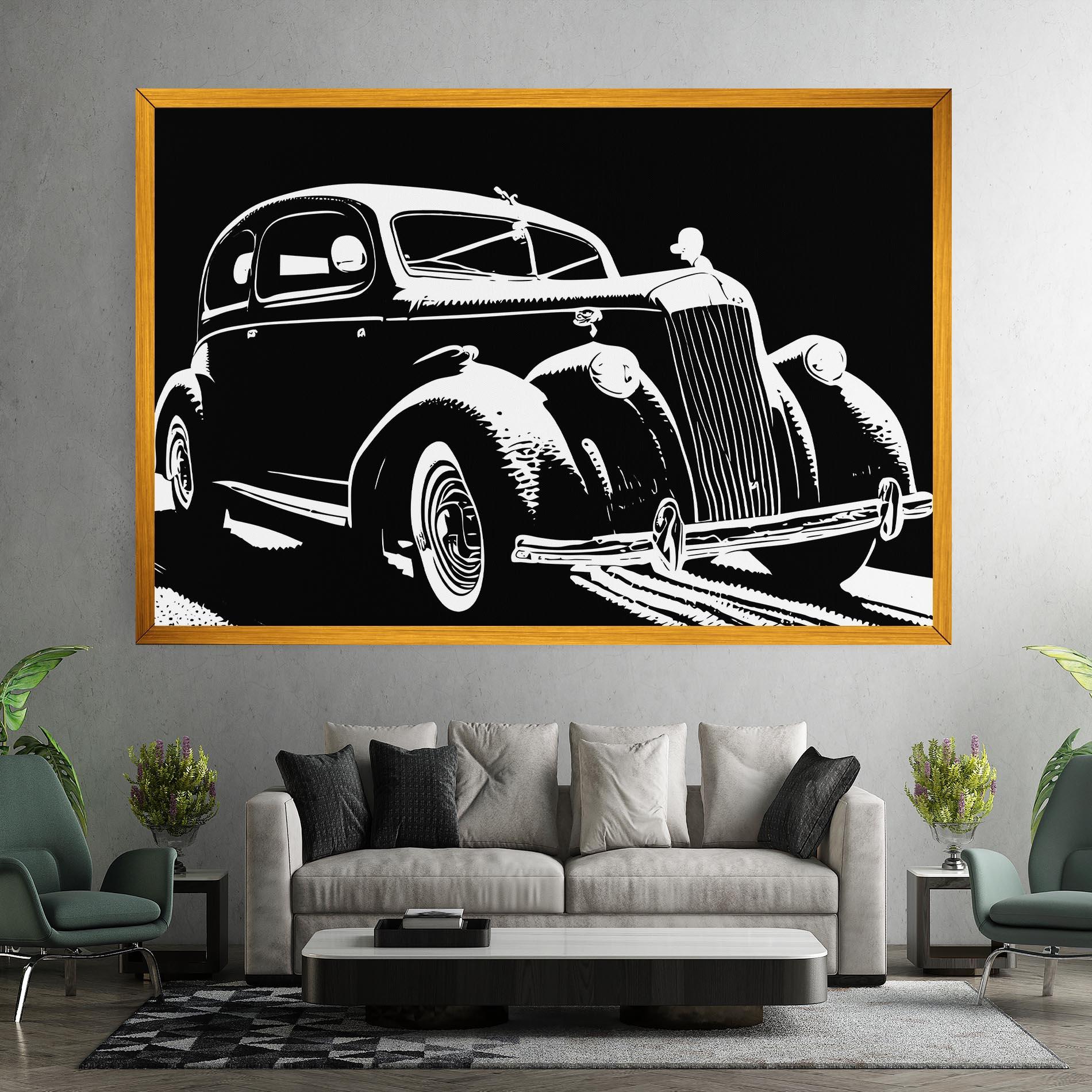 Leinwandbild Old Car Shilouette mockup 7