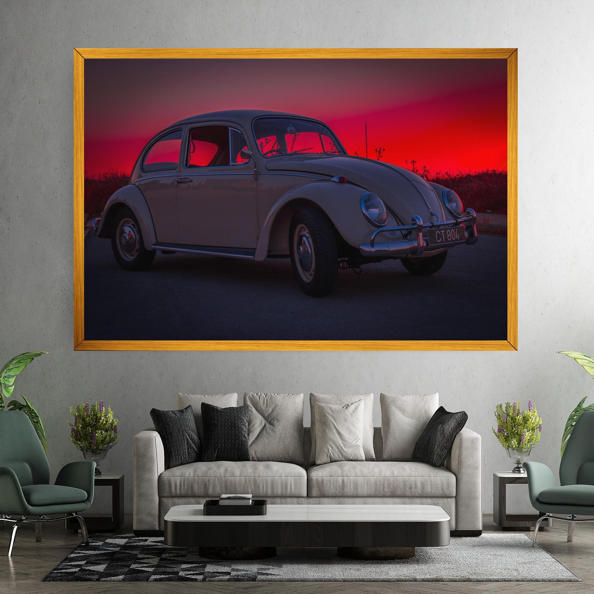 Leinwandbild Old Car Sunset mockup 7
