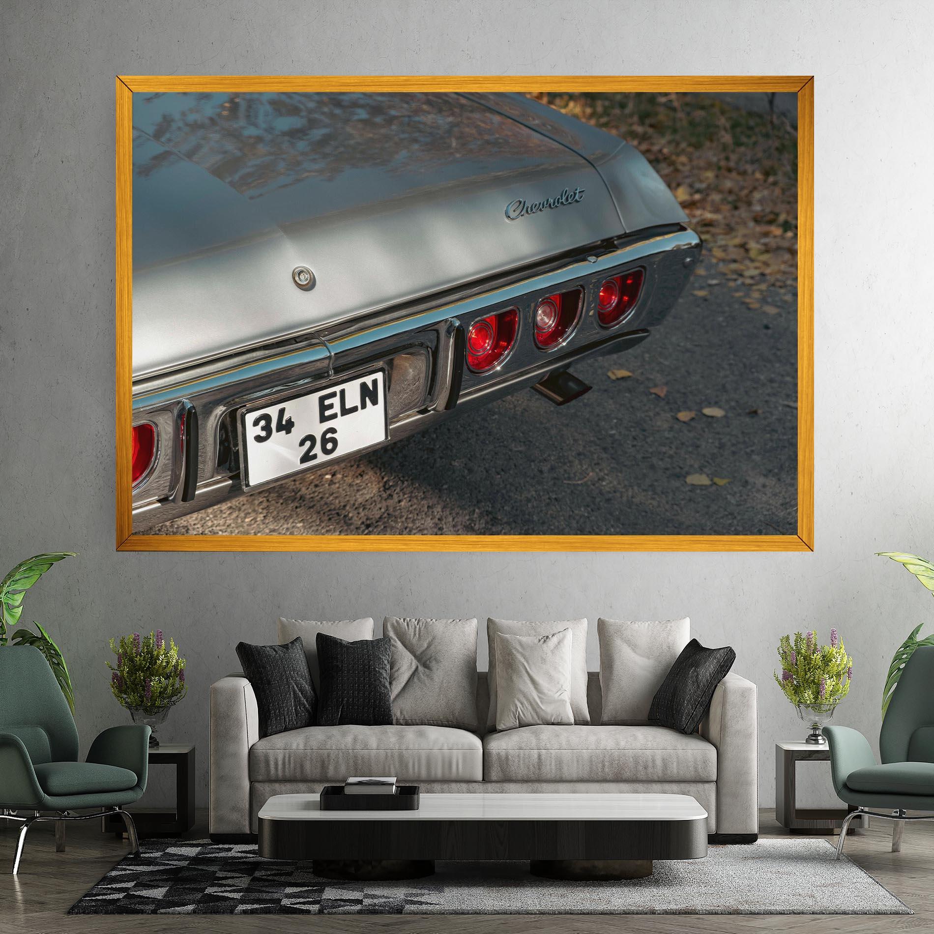 Leinwandbild Old Grey Car mockup 7