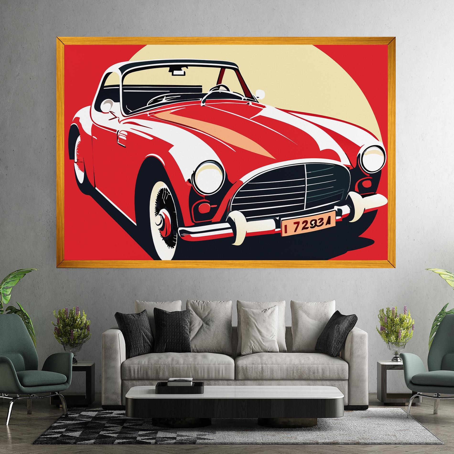 Leinwandbild Red Vintage Car mockup 7
