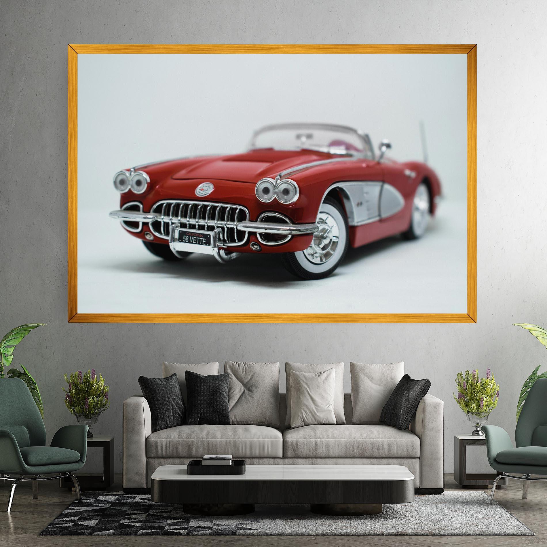 Leinwandbild Vintage Red Car mockup 7