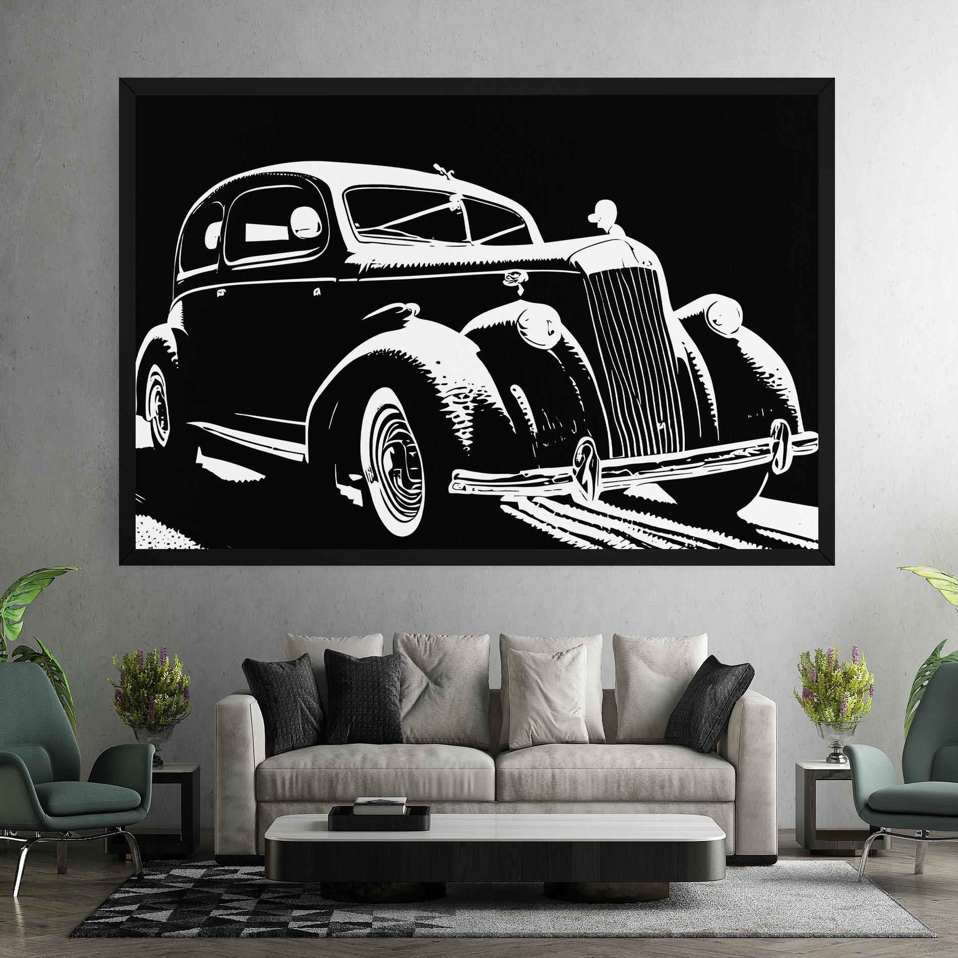 Leinwandbild Old Car Shilouette mockup 7