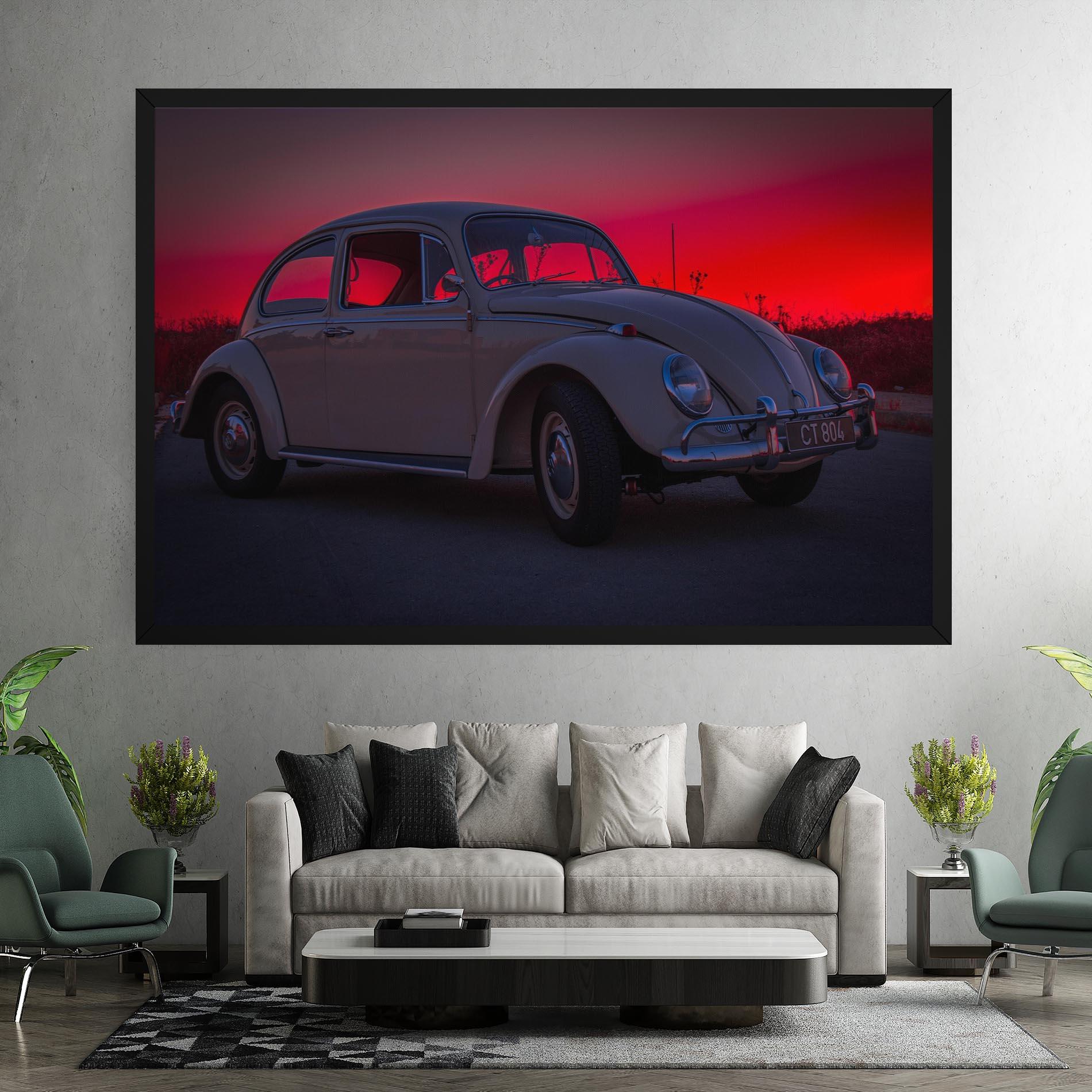 Leinwandbild Old Car Sunset mockup 7