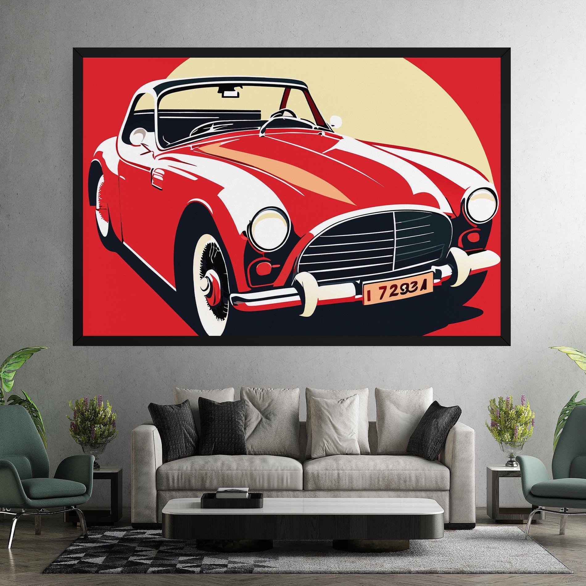Leinwandbild Red Vintage Car mockup 7