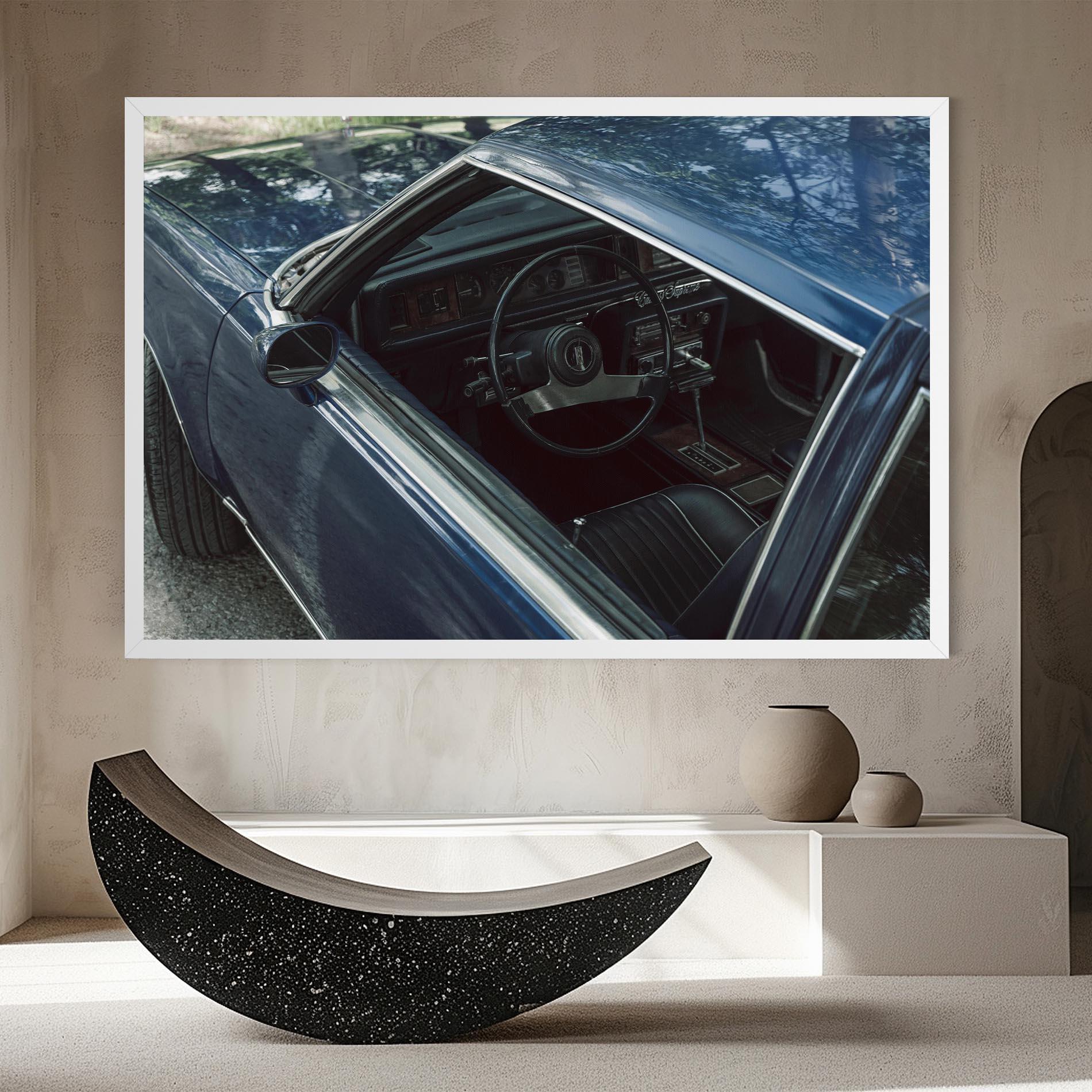 Leinwandbild Old Blue Car mockup 8