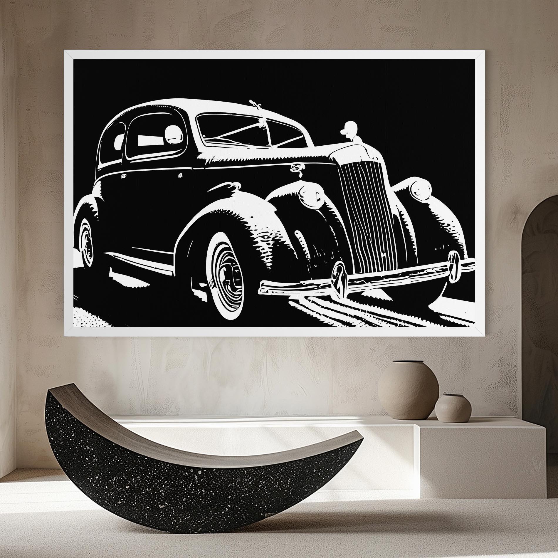 Leinwandbild Old Car Shilouette mockup 8