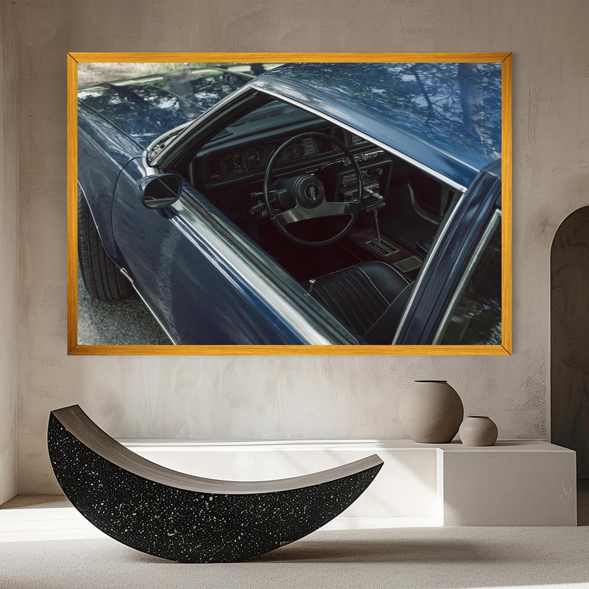 Leinwandbild Old Blue Car mockup 8