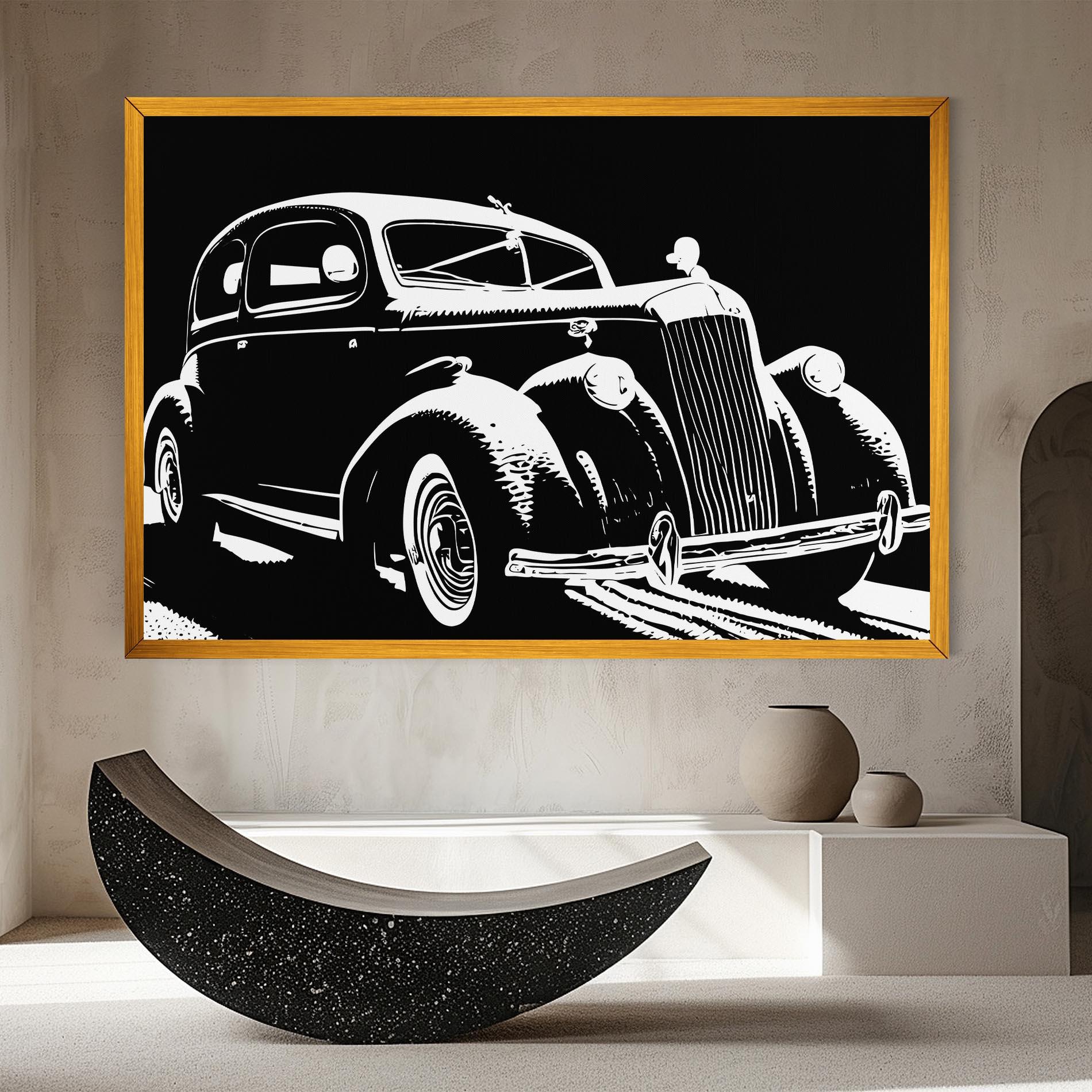 Leinwandbild Old Car Shilouette mockup 8