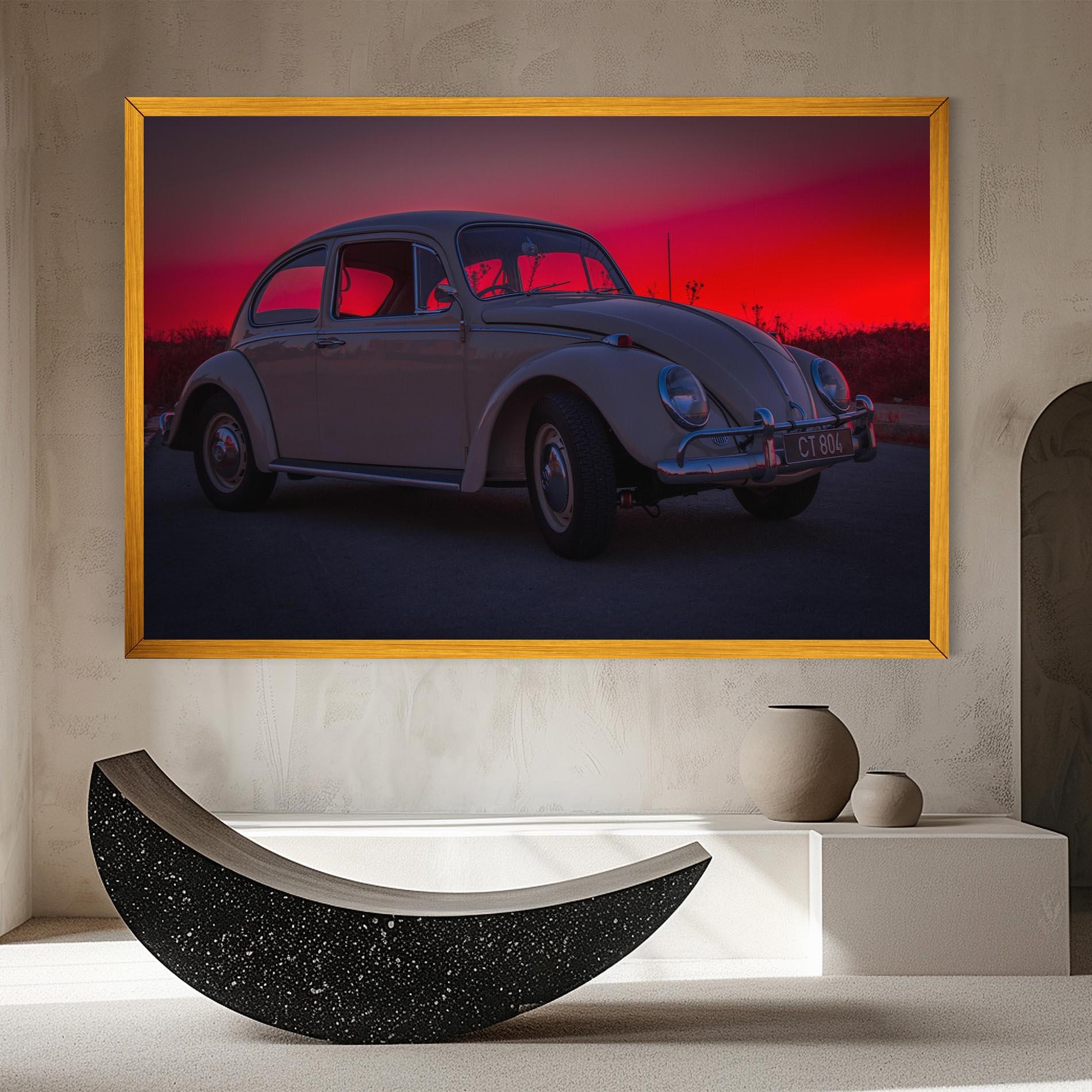 Leinwandbild Old Car Sunset mockup 8