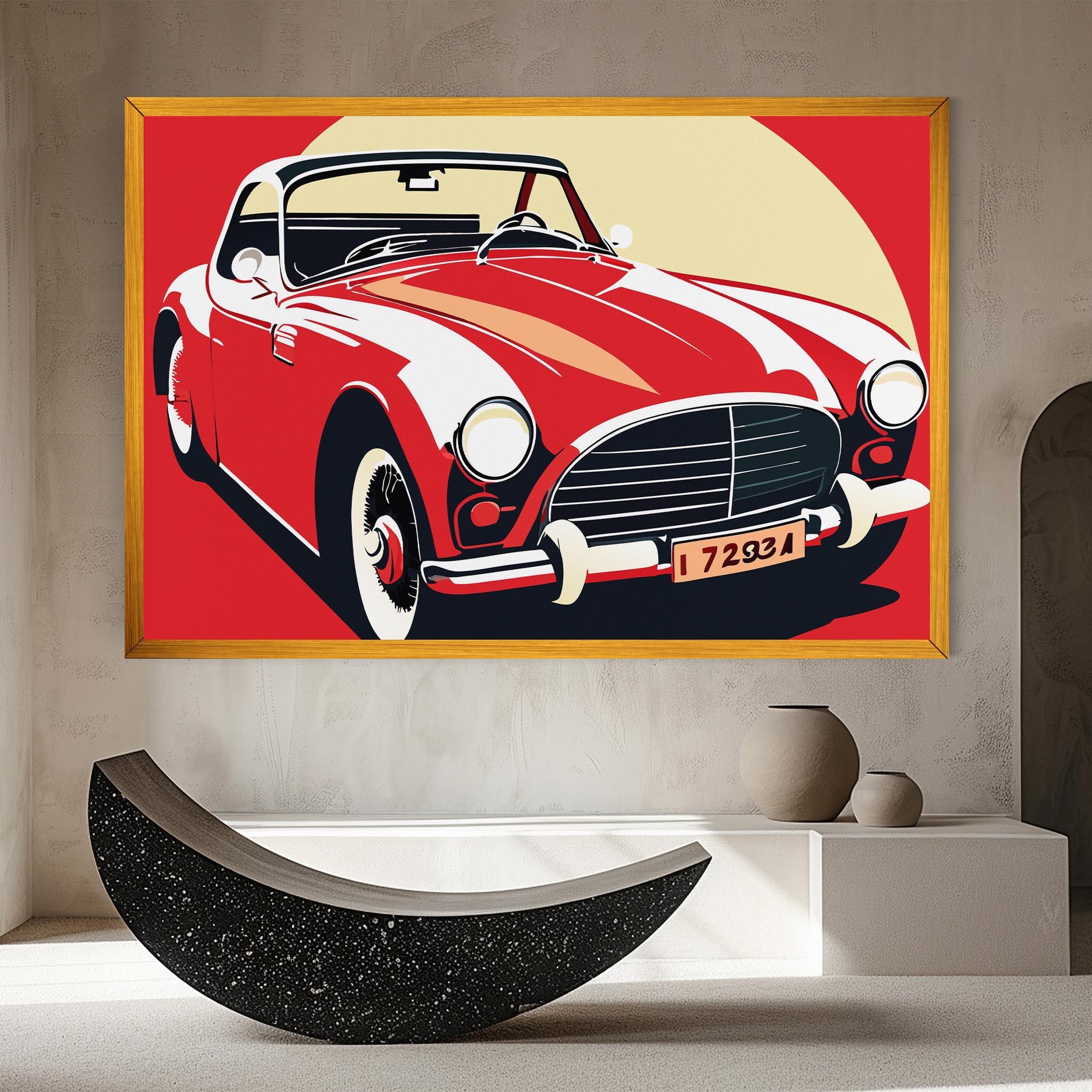 Leinwandbild Red Vintage Car mockup 8