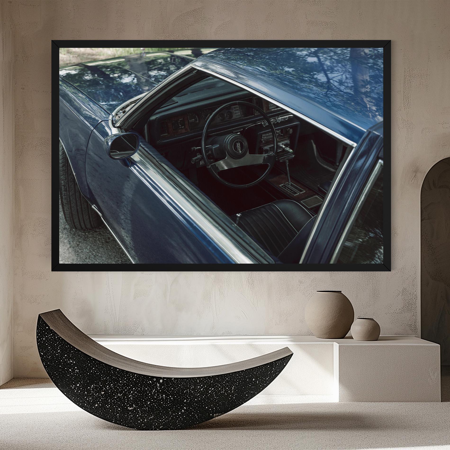 Leinwandbild Old Blue Car mockup 8