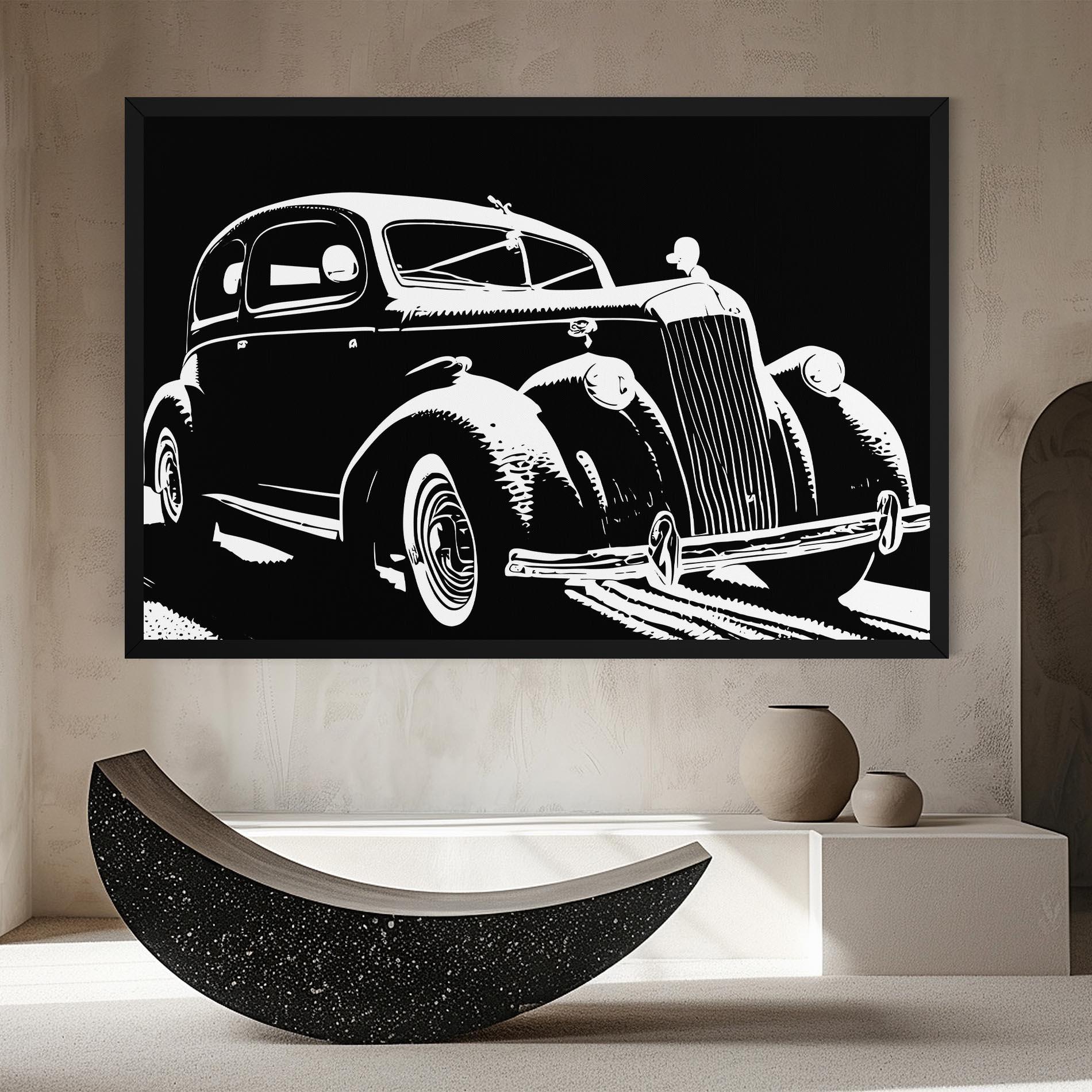 Leinwandbild Old Car Shilouette mockup 8