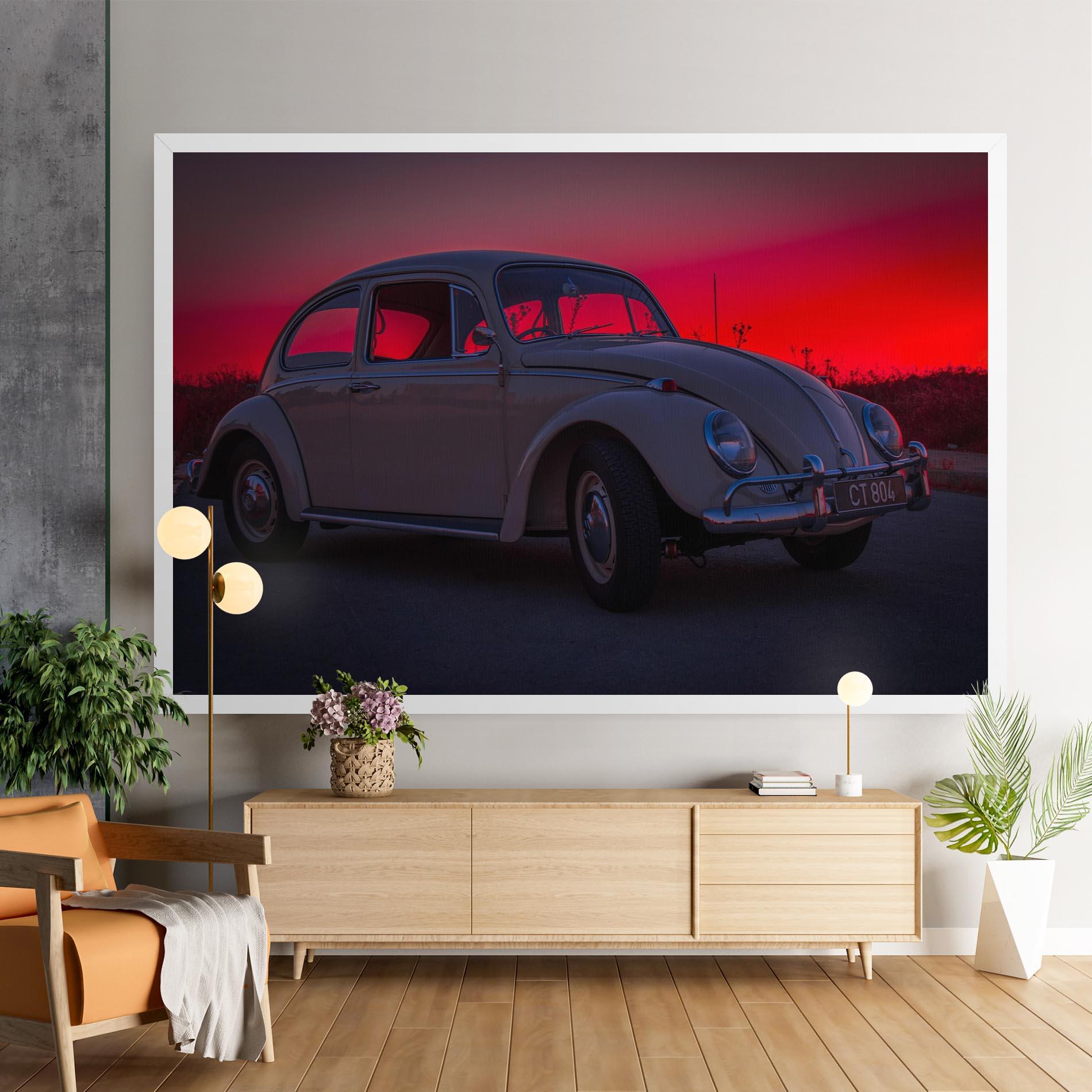 Leinwandbild Old Car Sunset mockup 9