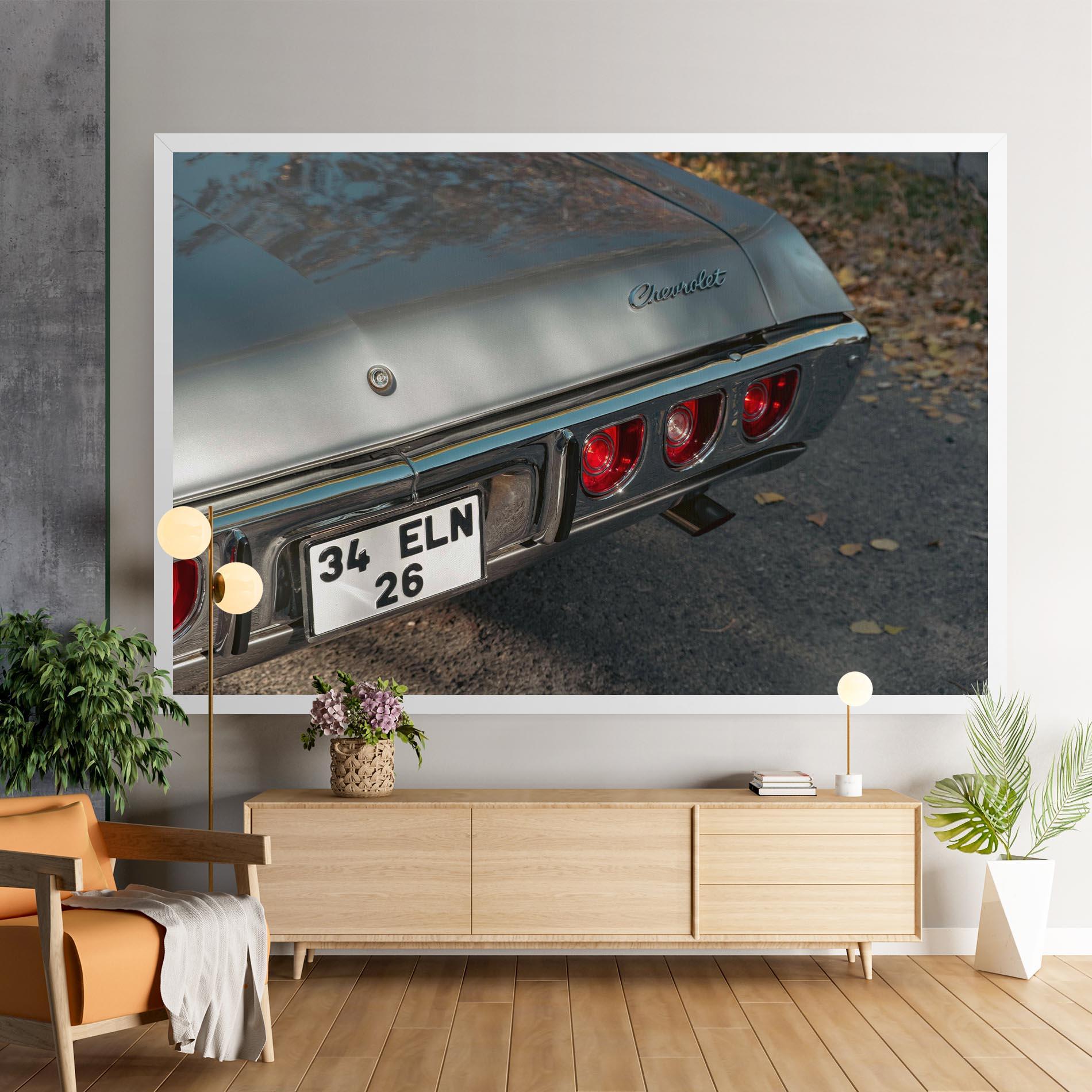 Leinwandbild Old Grey Car mockup 9