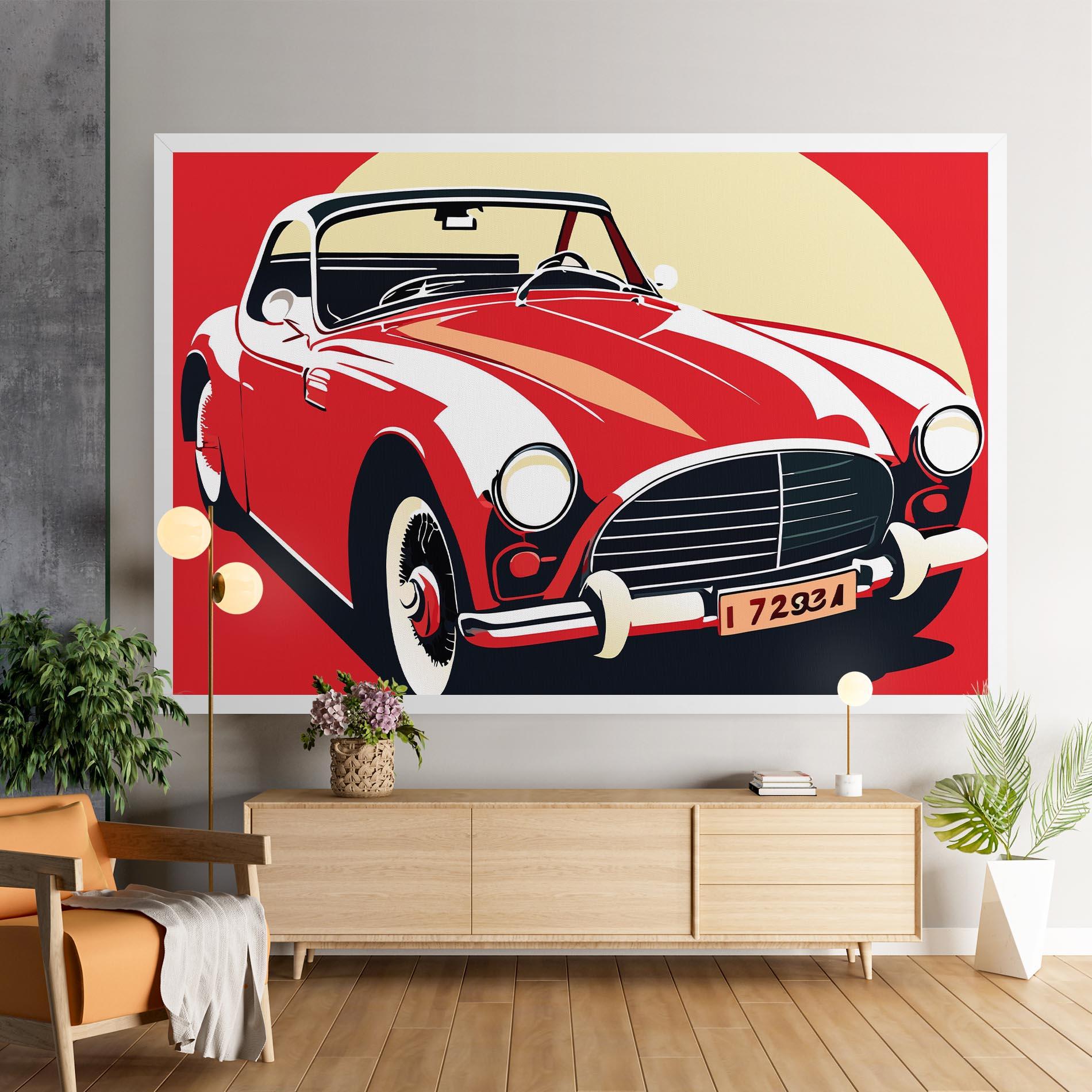 Leinwandbild Red Vintage Car mockup 9