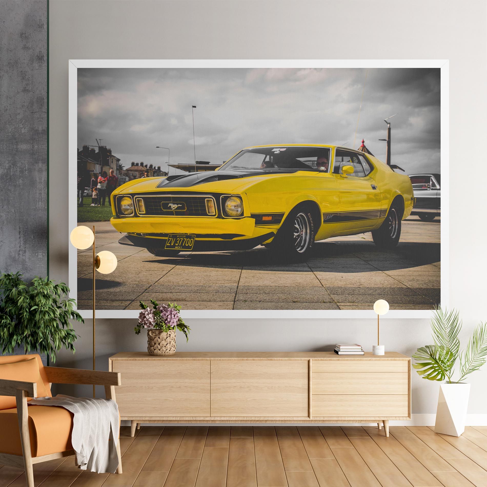 Vintage Yellow Car mockup 9