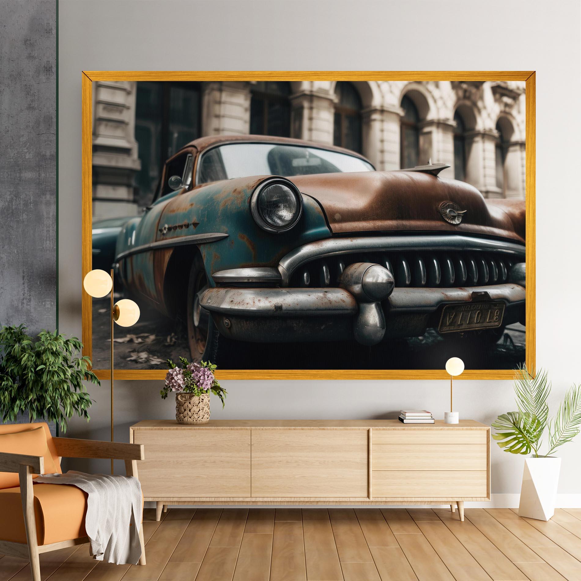 Leinwandbild Old Brown Car mockup 9