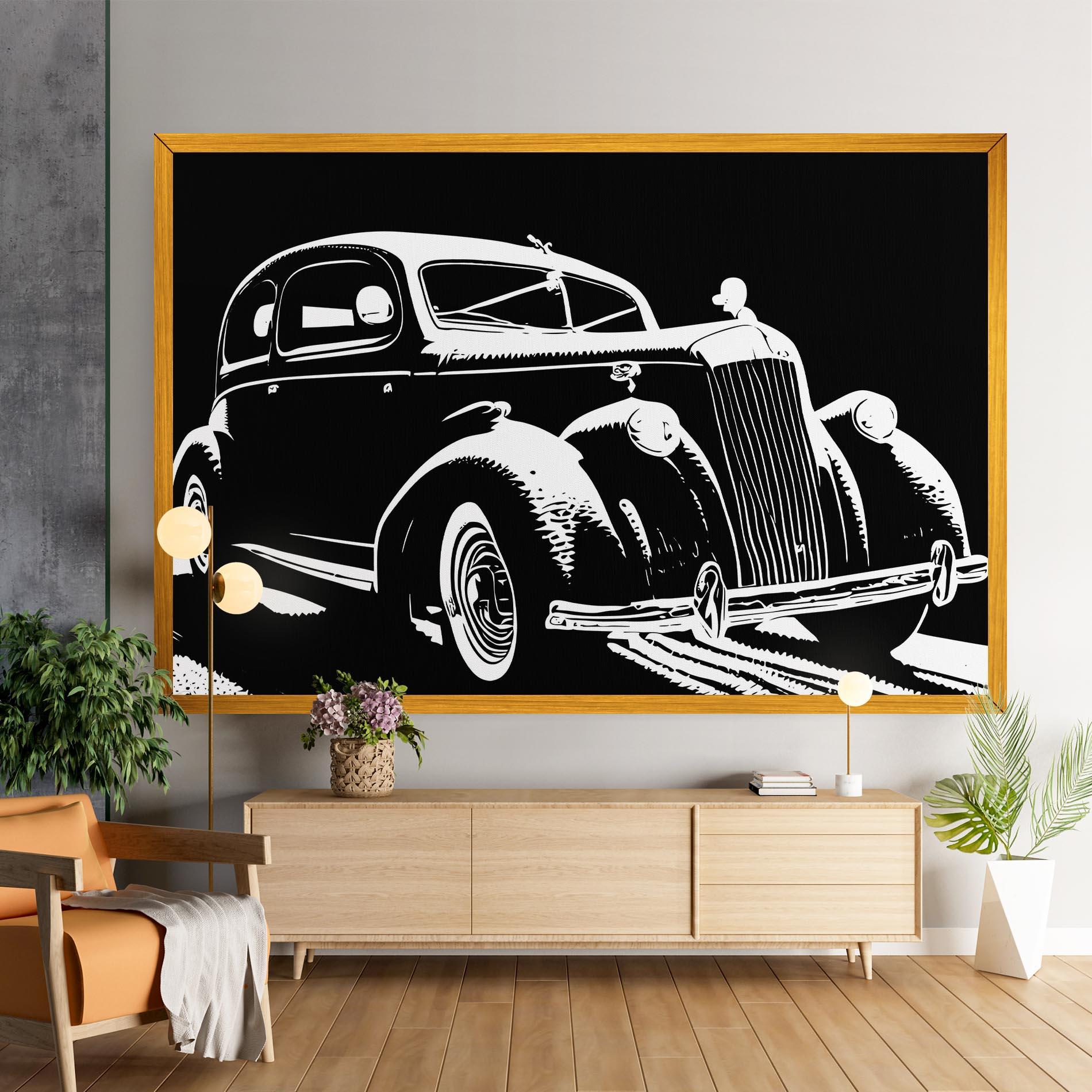 Leinwandbild Old Car Shilouette mockup 9