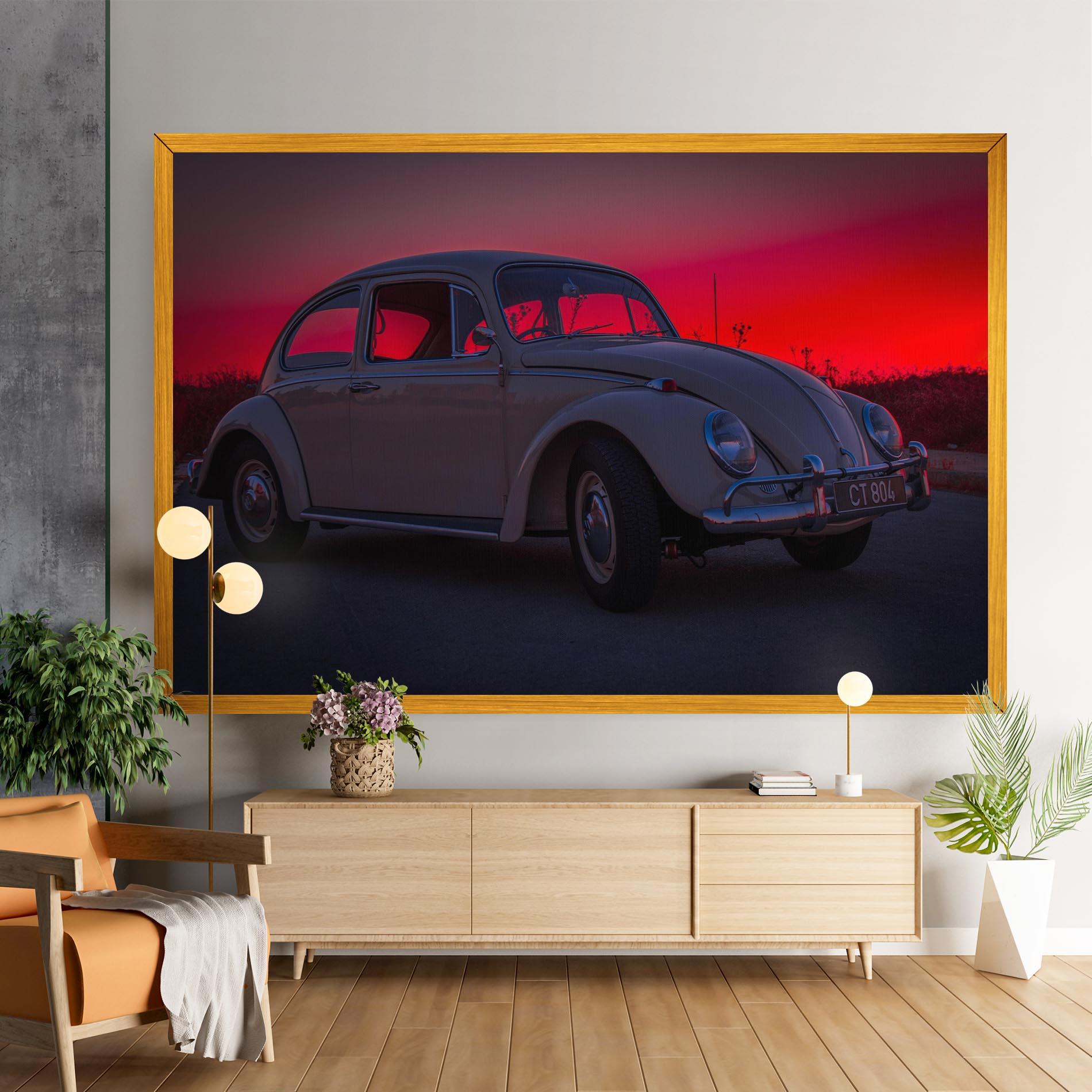 Leinwandbild Old Car Sunset mockup 9