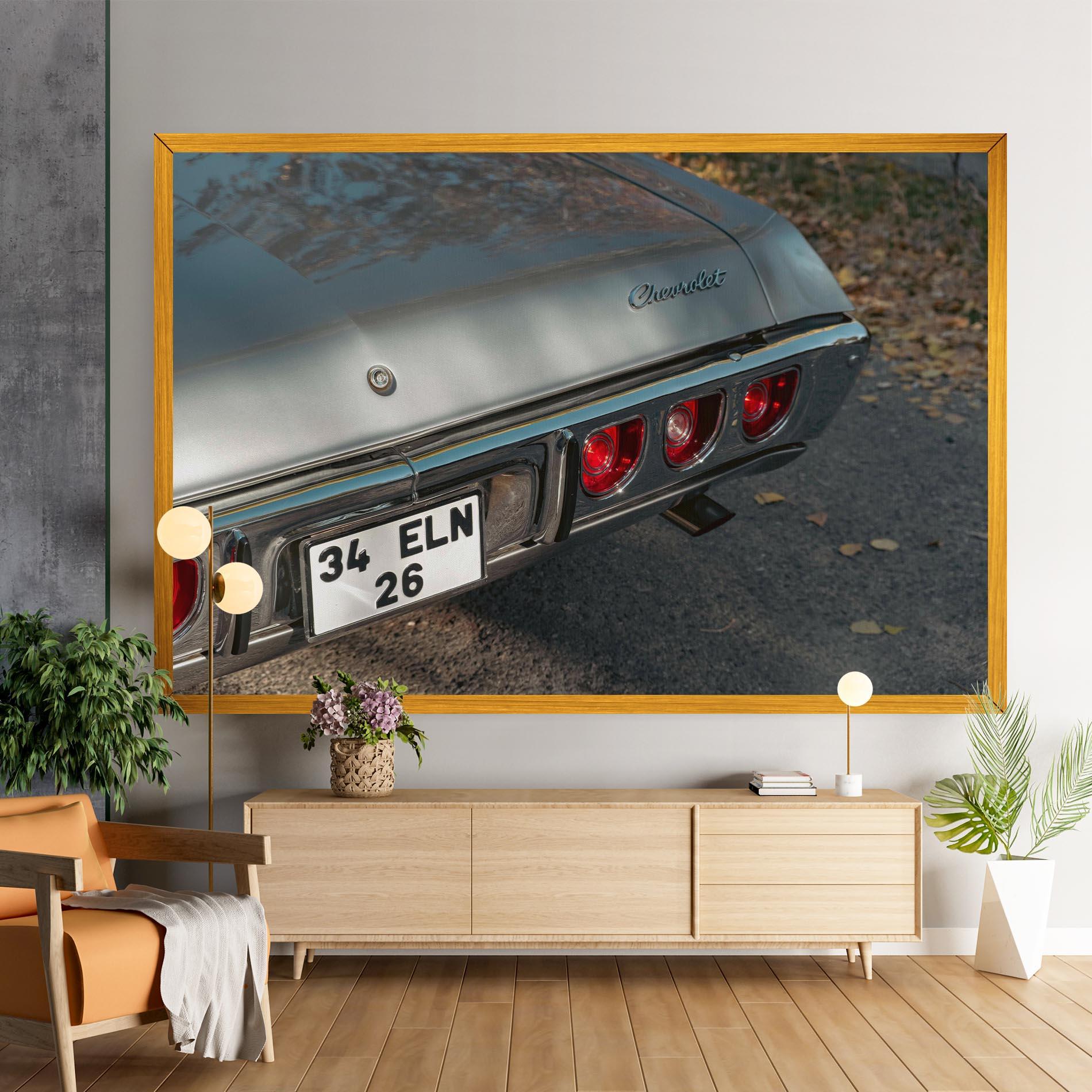 Leinwandbild Old Grey Car mockup 9