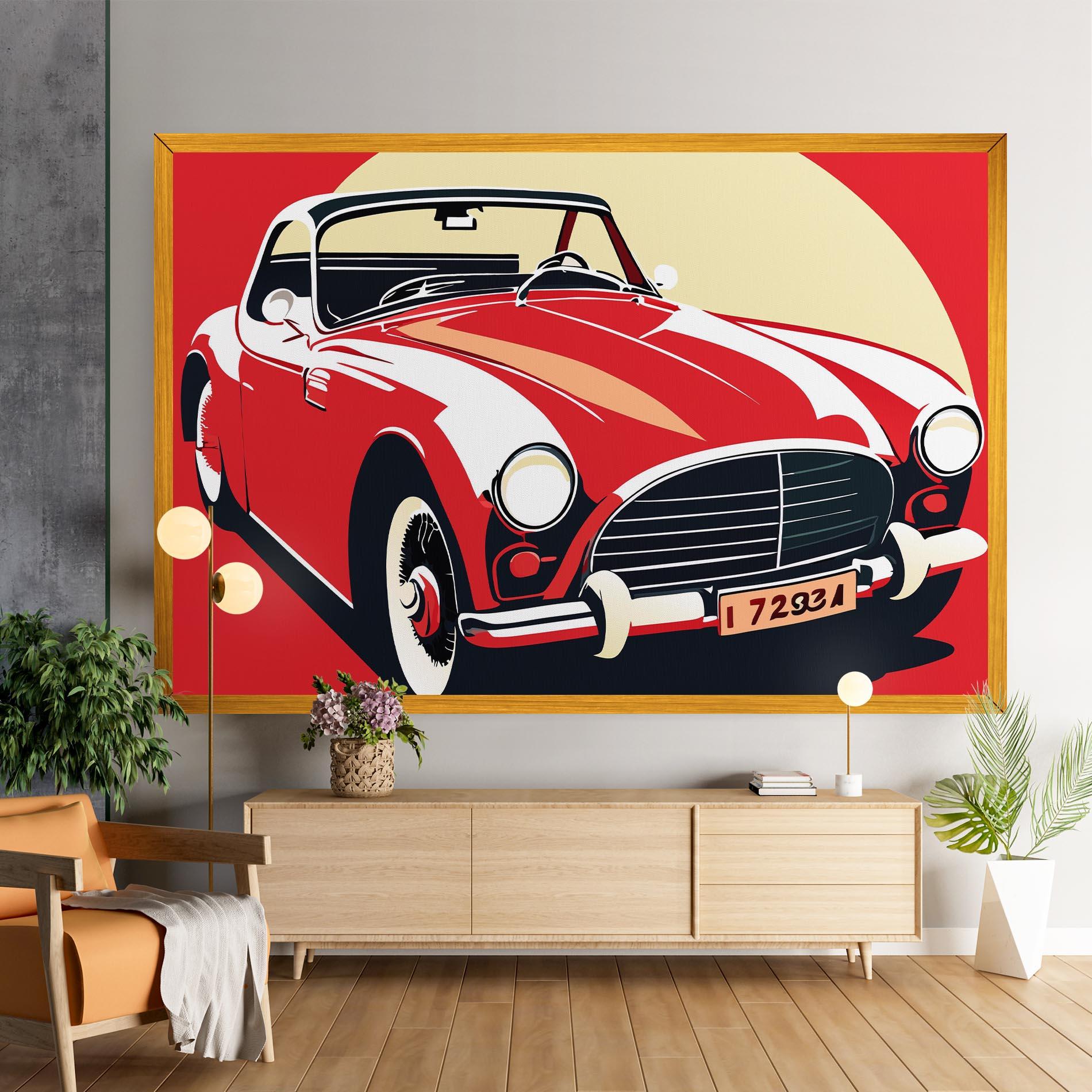 Leinwandbild Red Vintage Car mockup 9