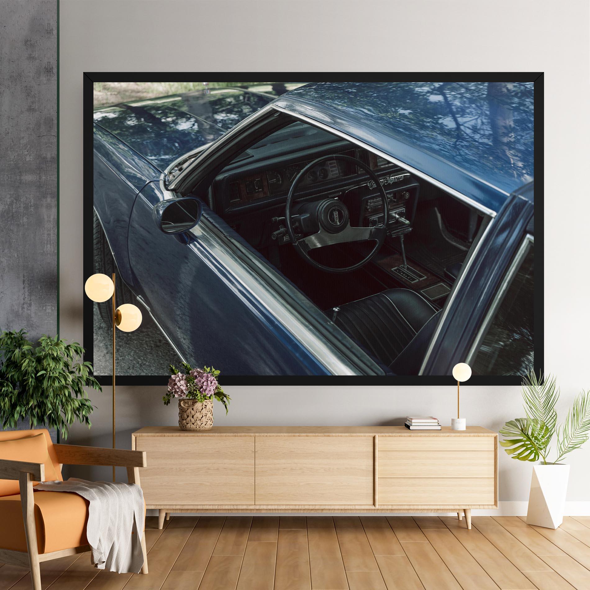 Leinwandbild Old Blue Car mockup 9