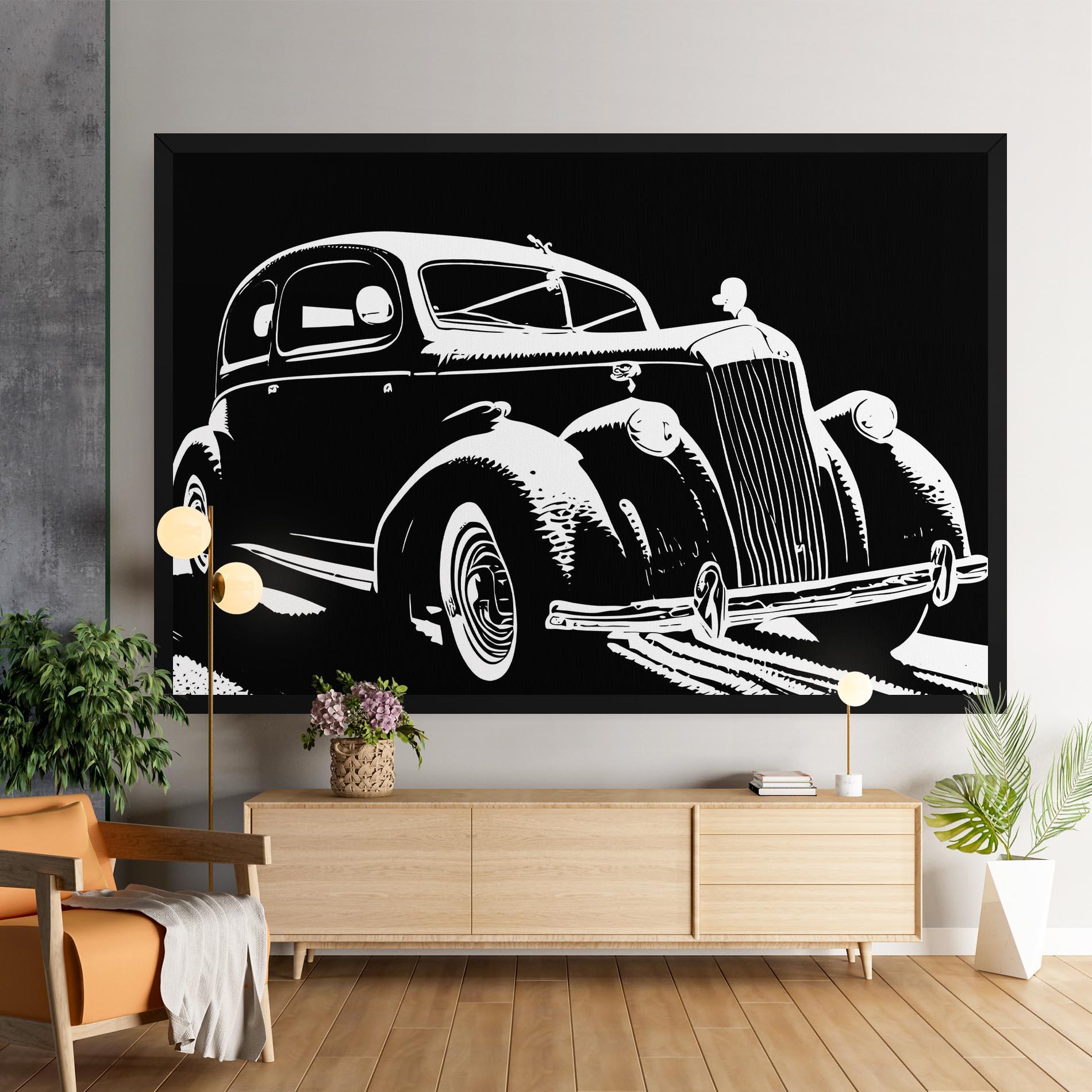 Leinwandbild Old Car Shilouette mockup 9