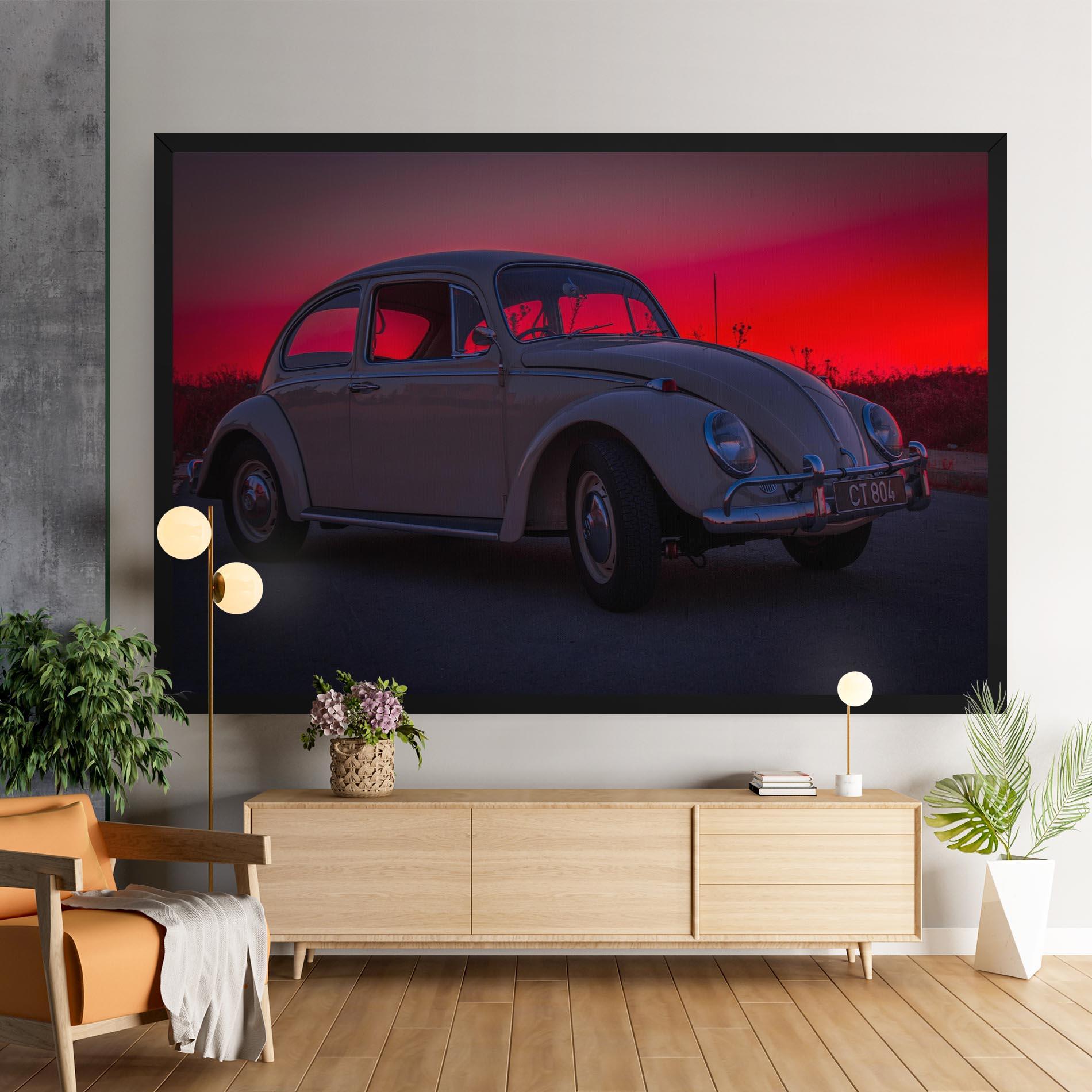 Leinwandbild Old Car Sunset mockup 9