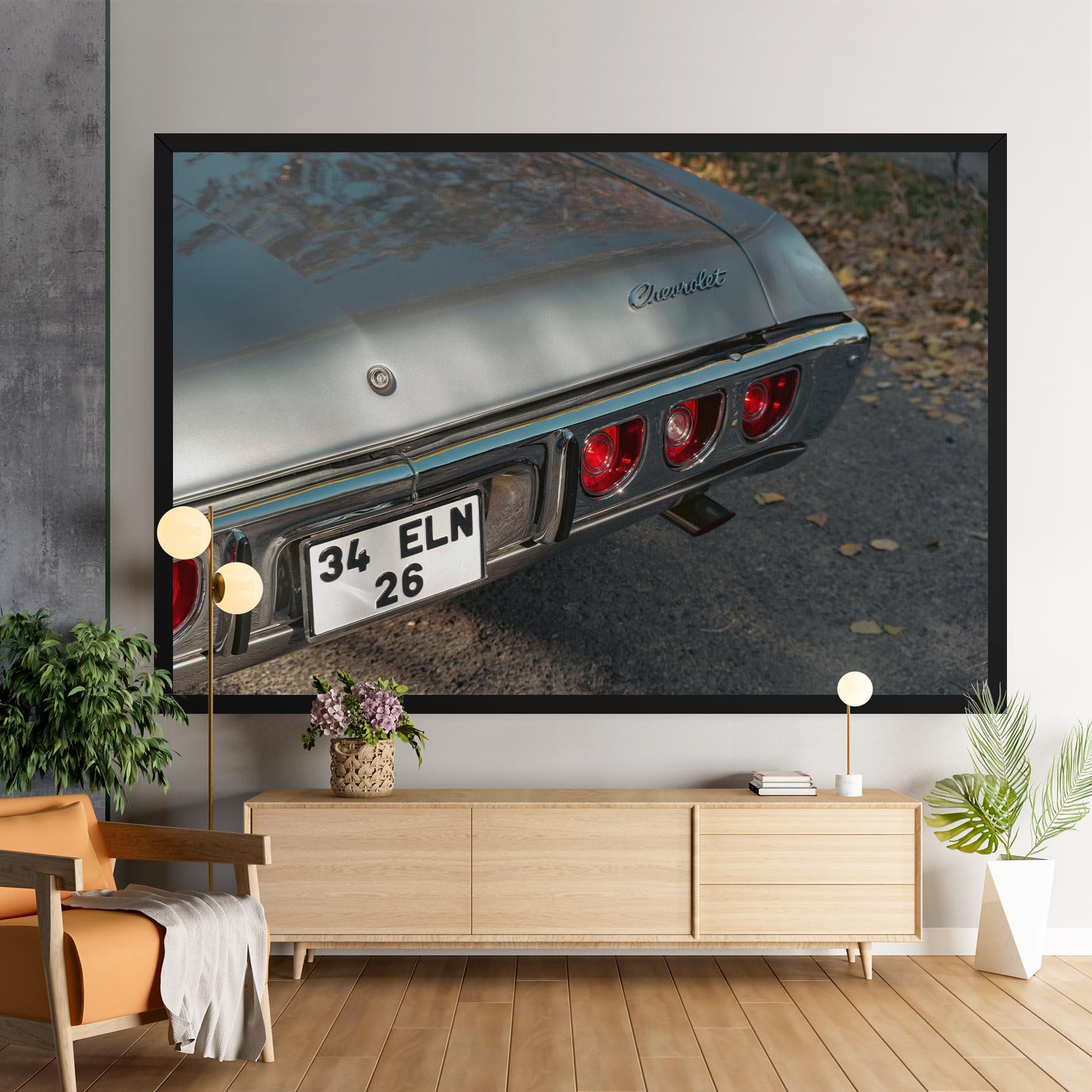 Leinwandbild Old Grey Car mockup 9