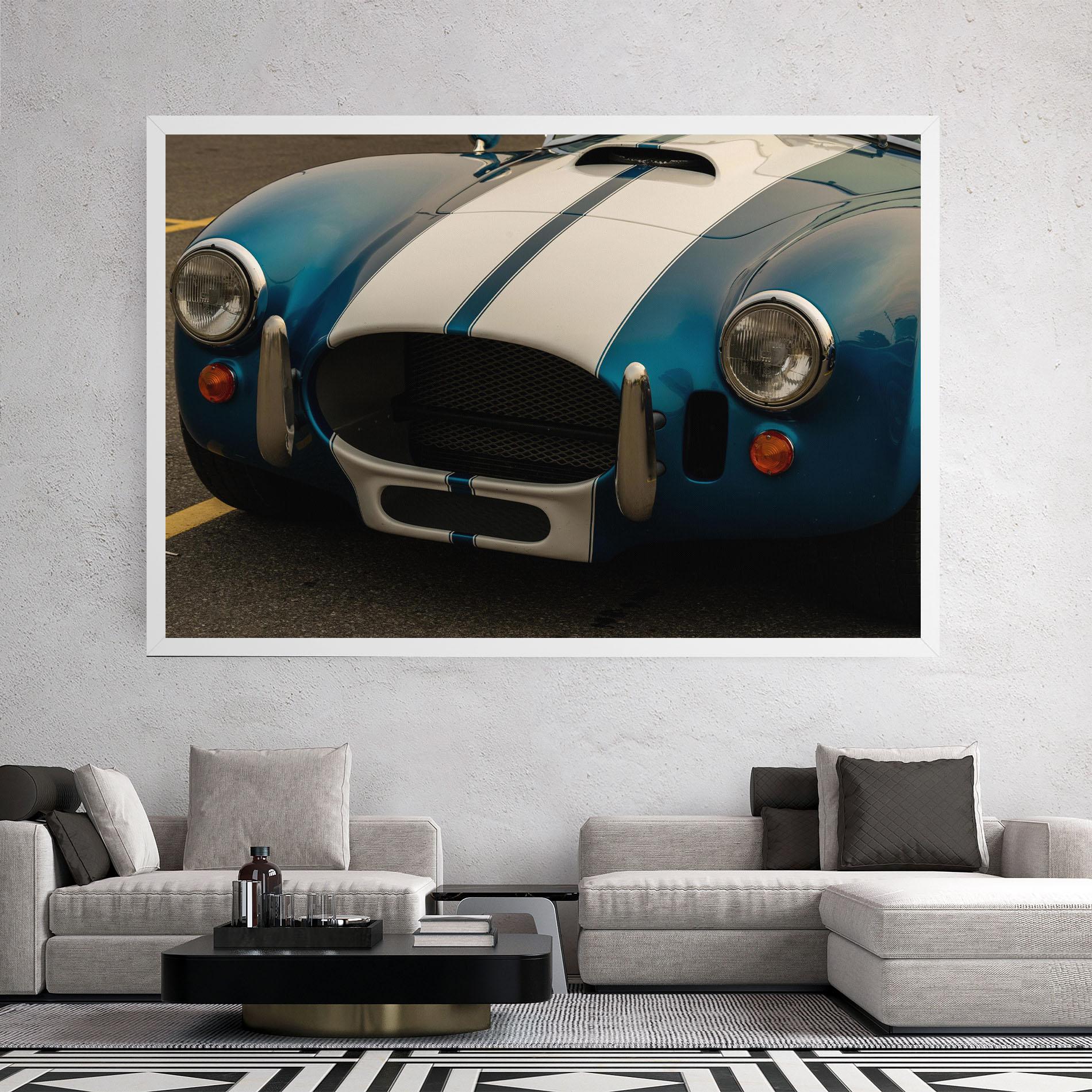 Leinwandbild Blue Vintage Car mockup 2
