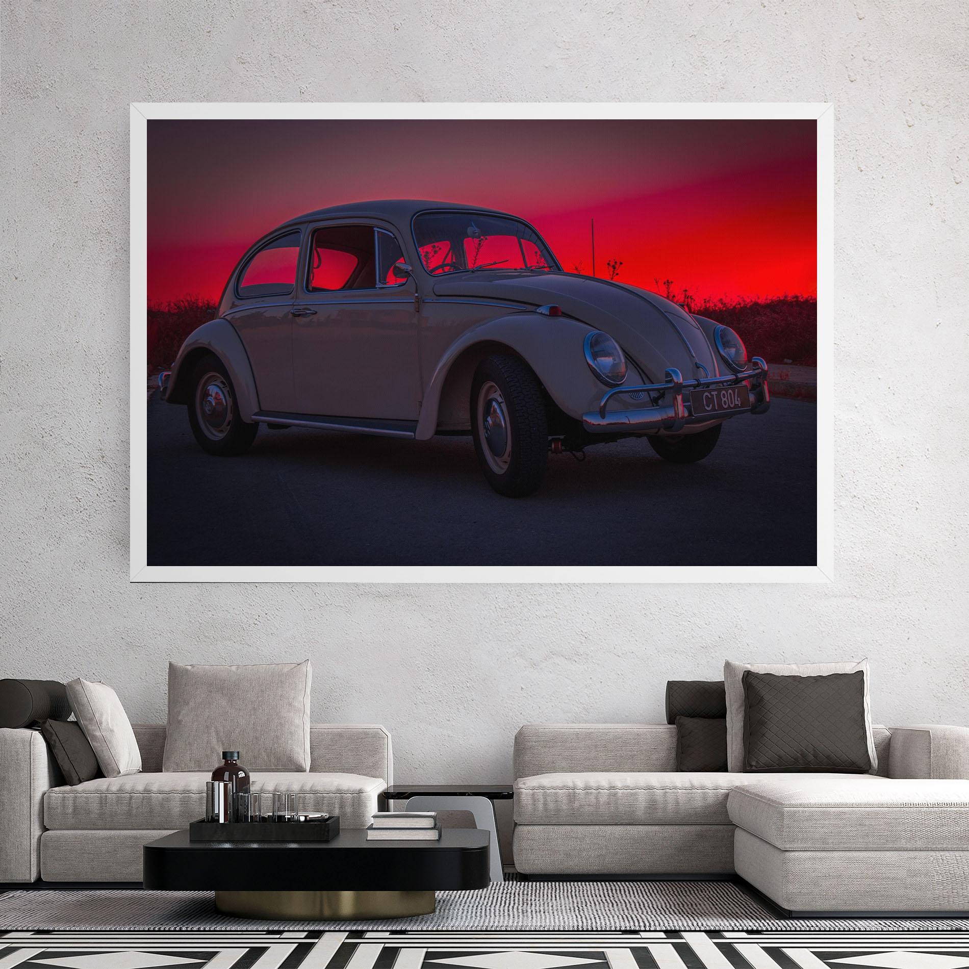 Leinwandbild Old Car Sunset mockup 2