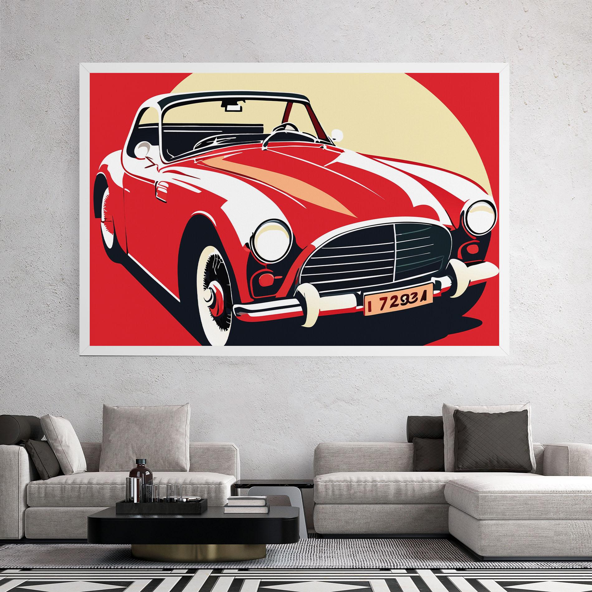 Leinwandbild Red Vintage Car mockup 2