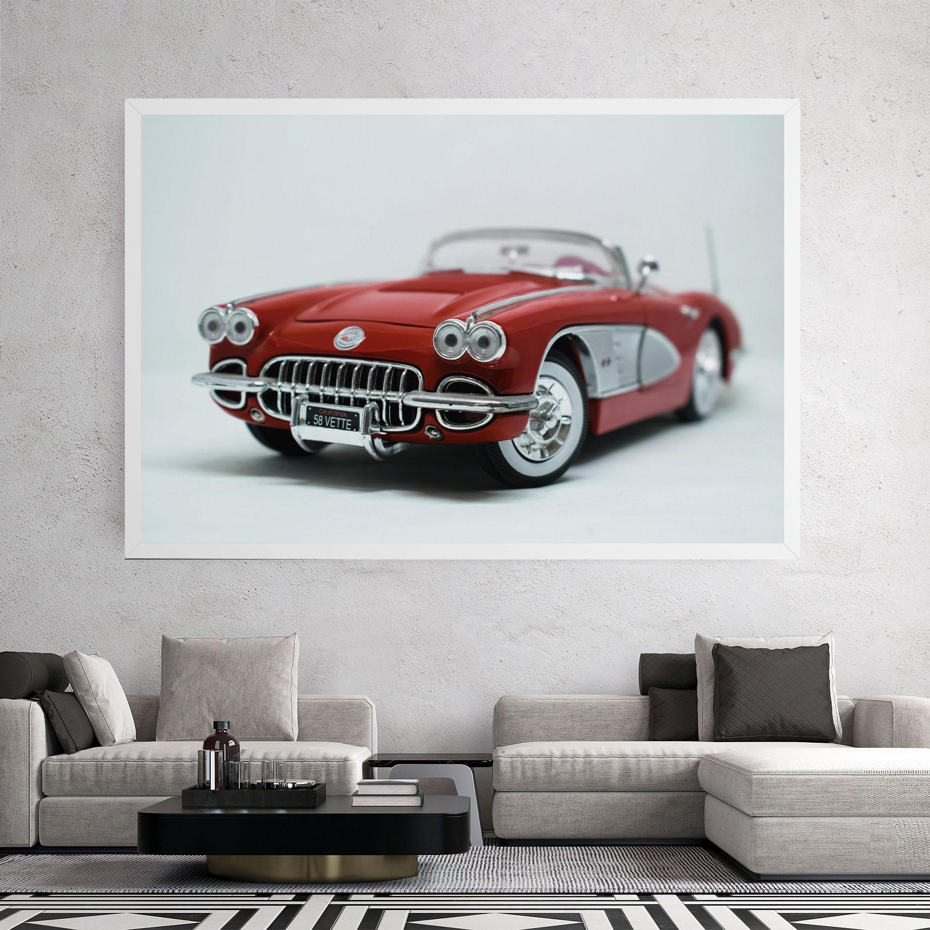 Leinwandbild Vintage Red Car mockup 2