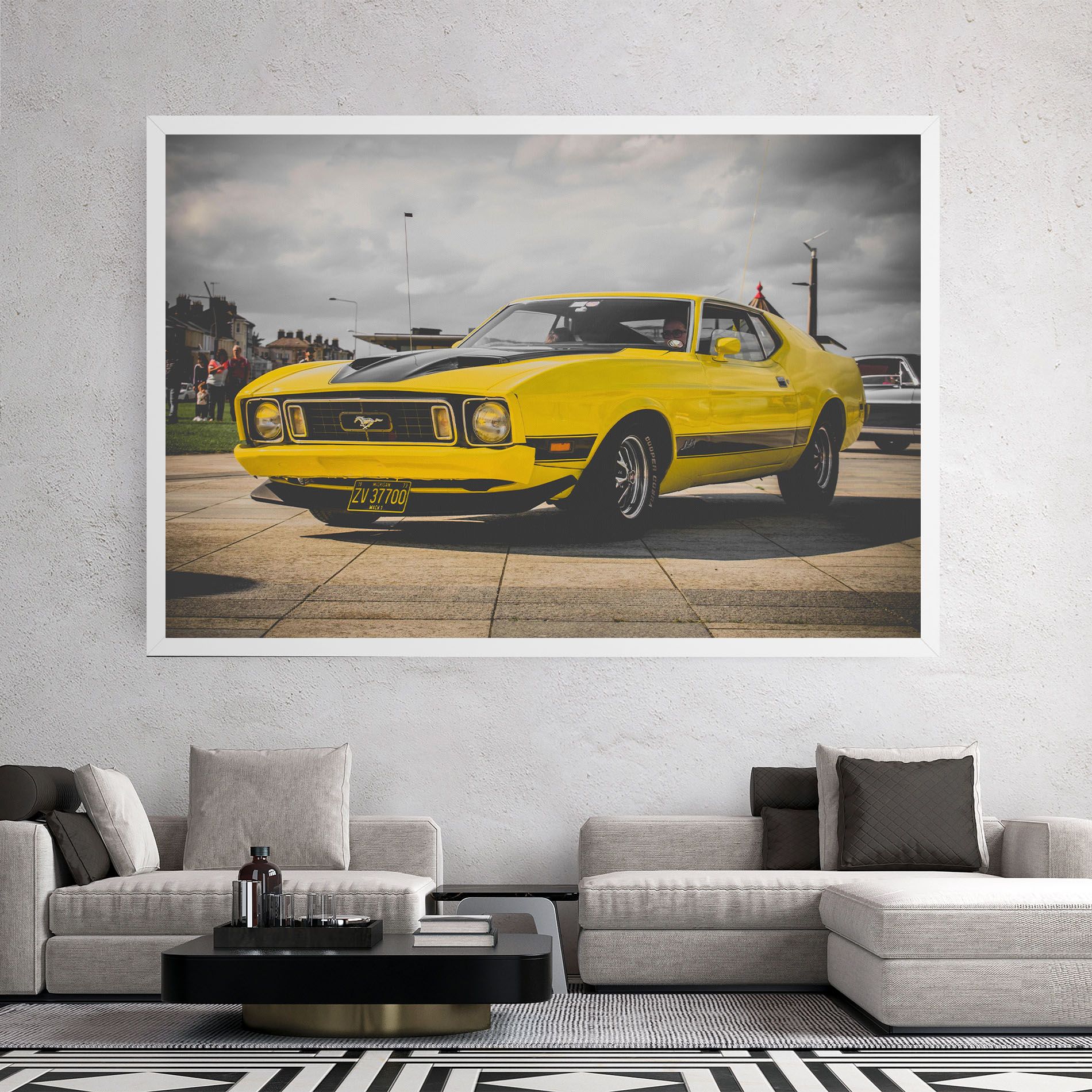 Vintage Yellow Car mockup 2