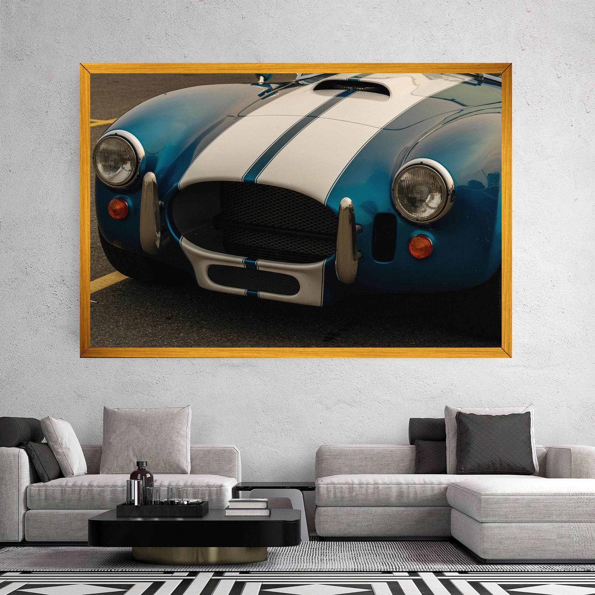 Leinwandbild Blue Vintage Car mockup 2