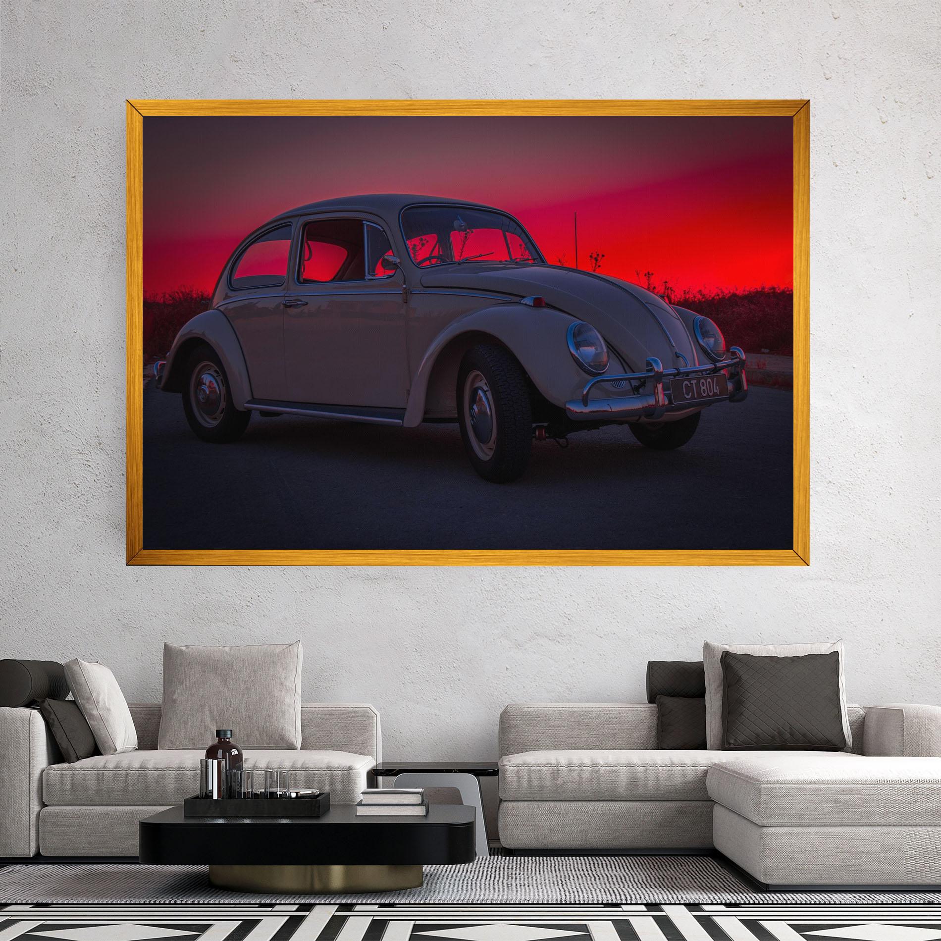 Leinwandbild Old Car Sunset mockup 2