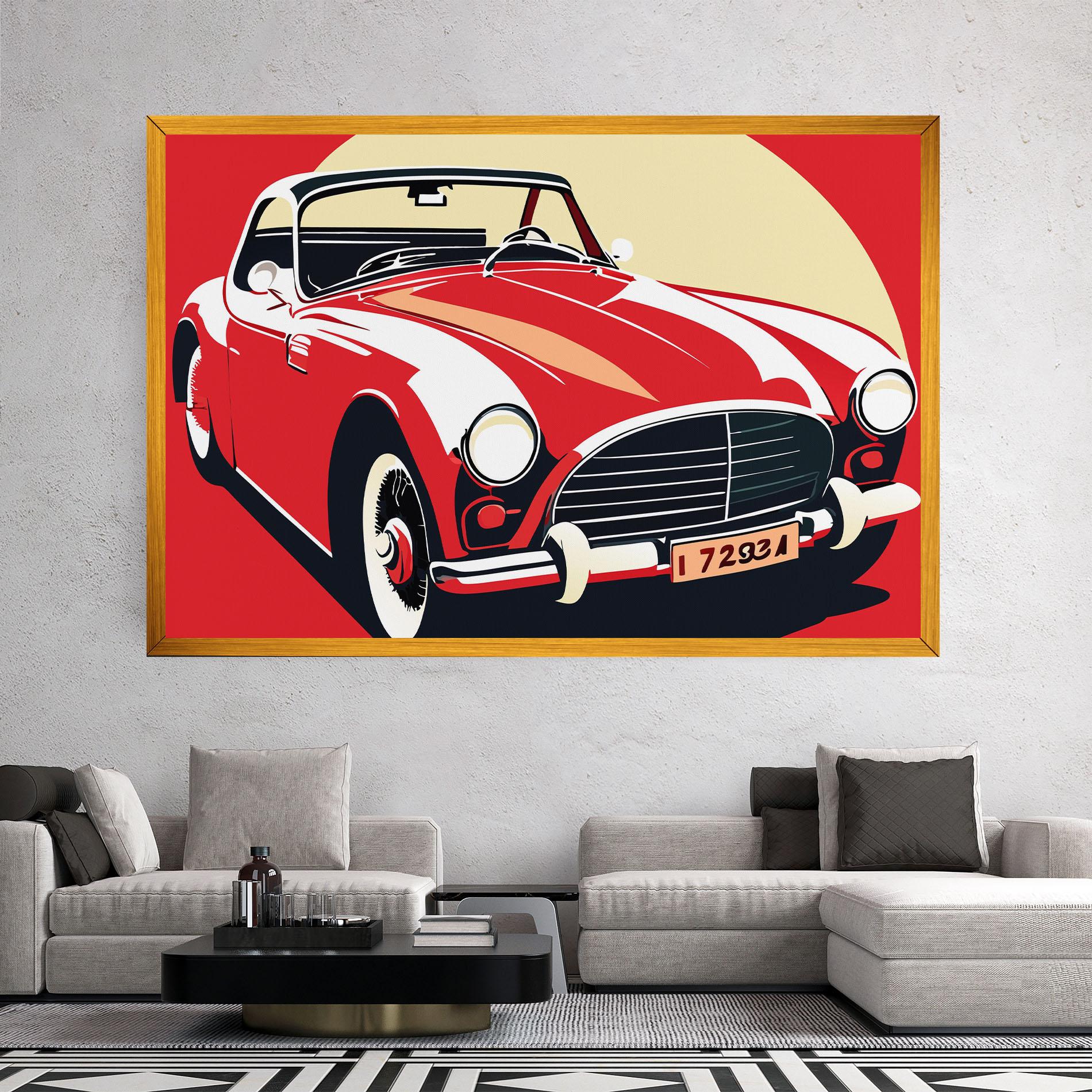 Leinwandbild Red Vintage Car mockup 2