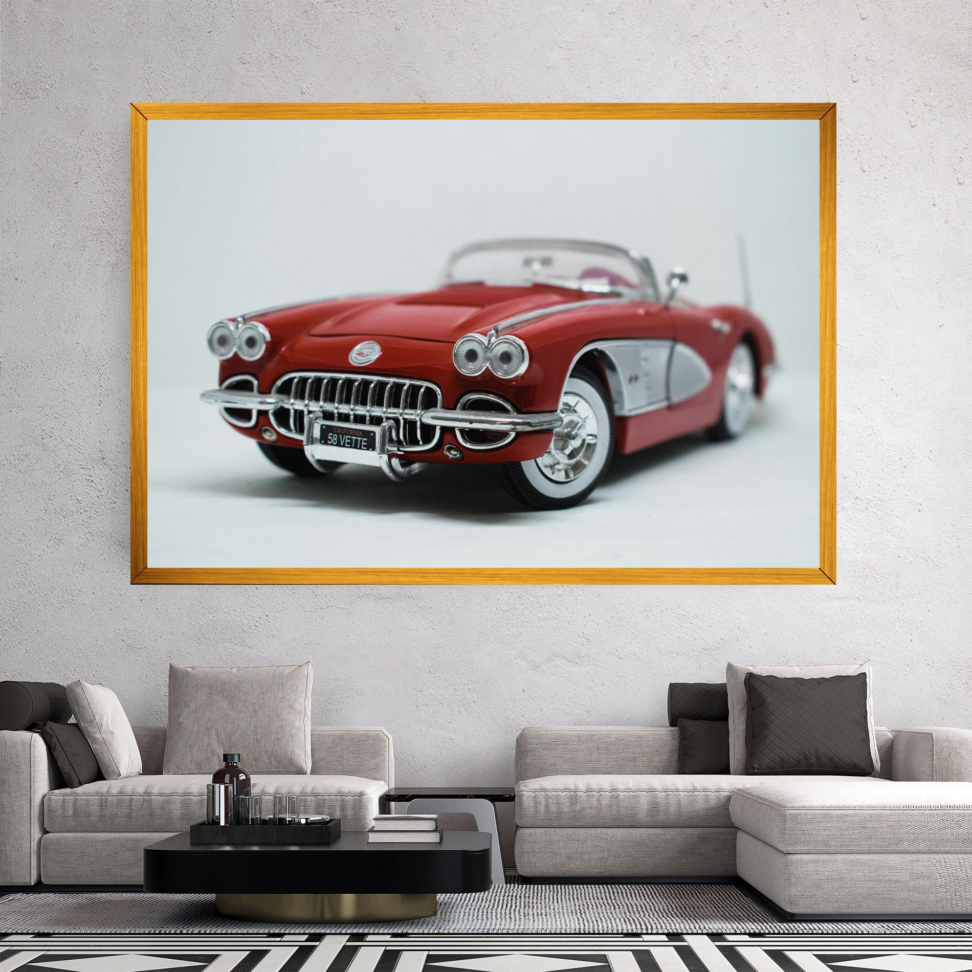 Leinwandbild Vintage Red Car mockup 2