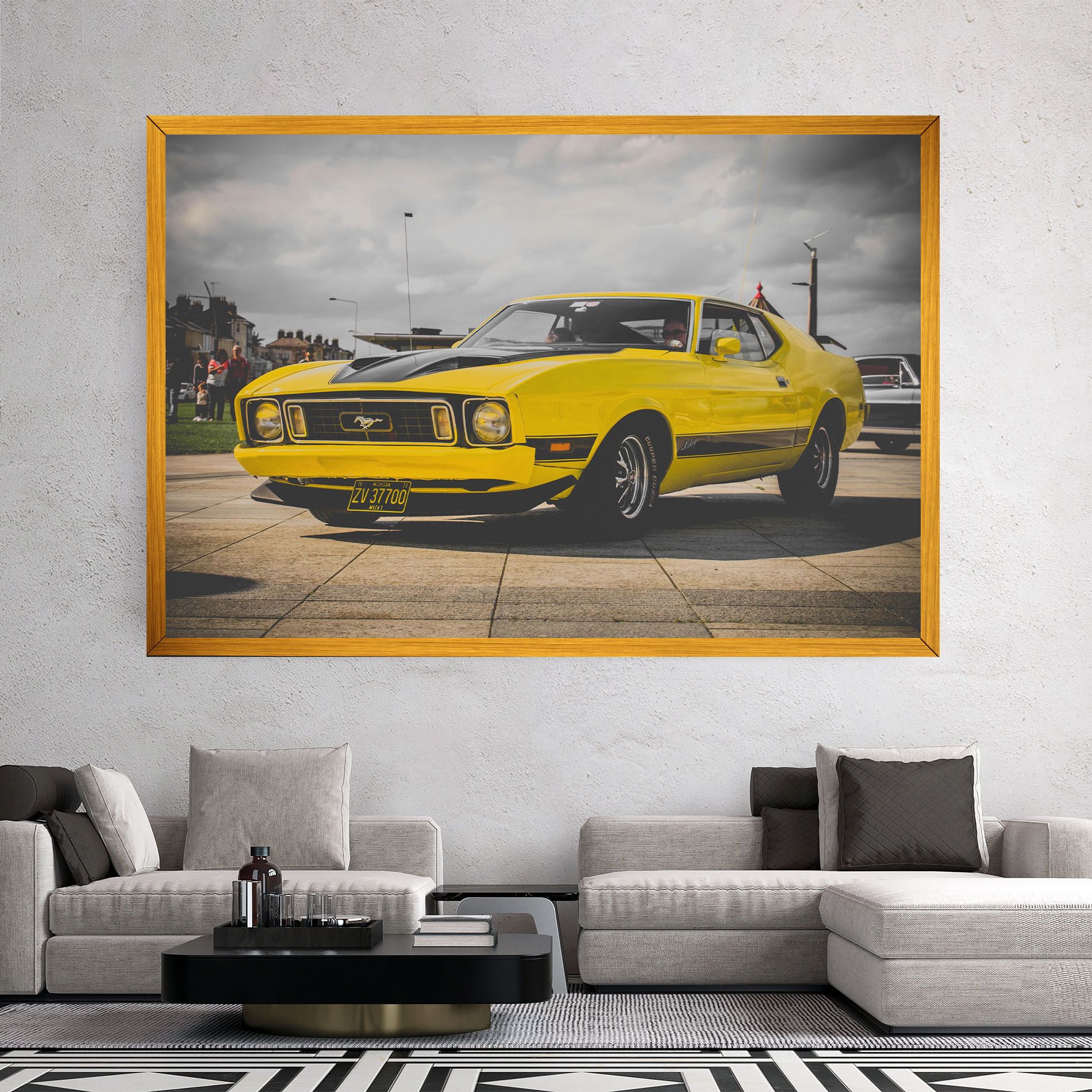 Vintage Yellow Car mockup 2