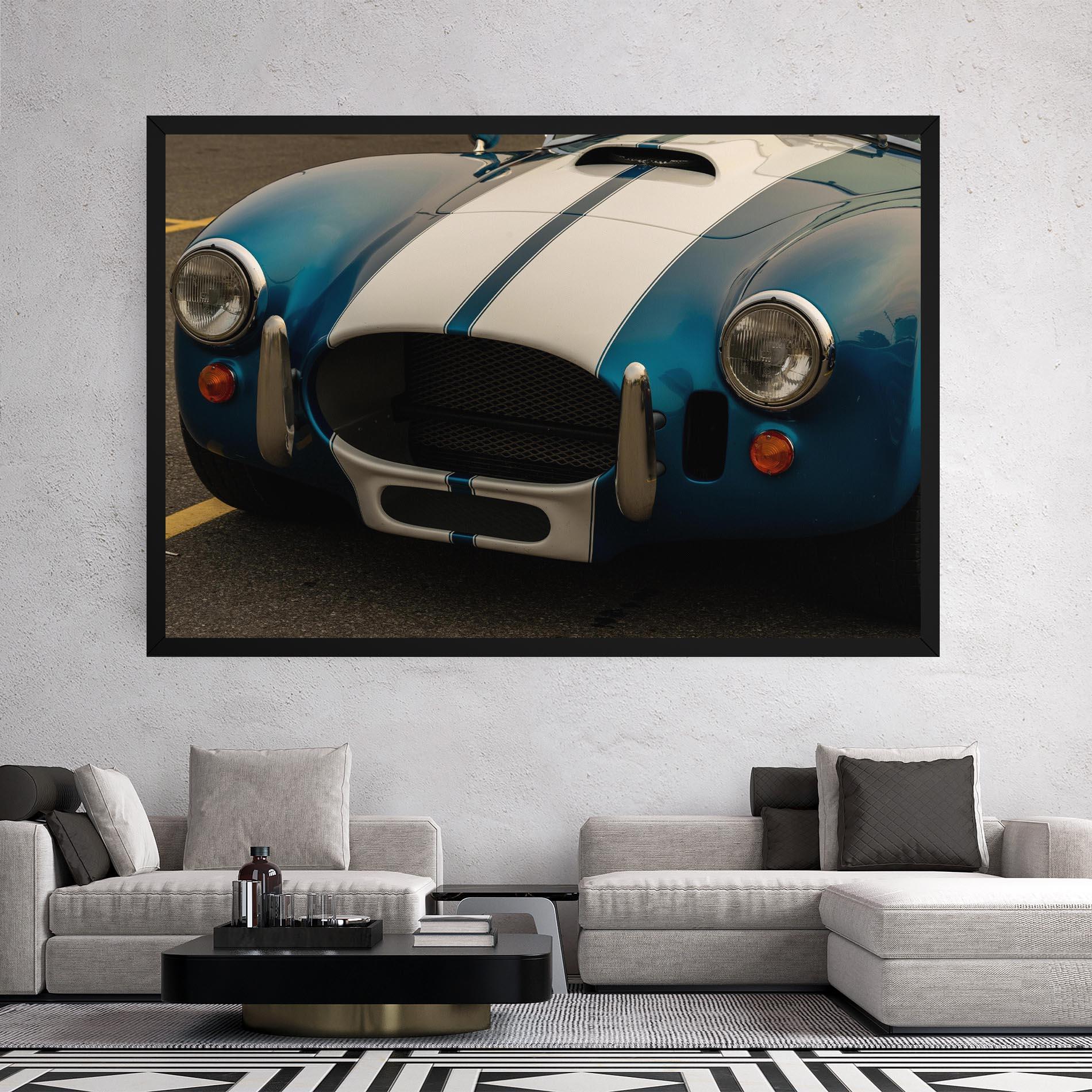 Leinwandbild Blue Vintage Car mockup 2