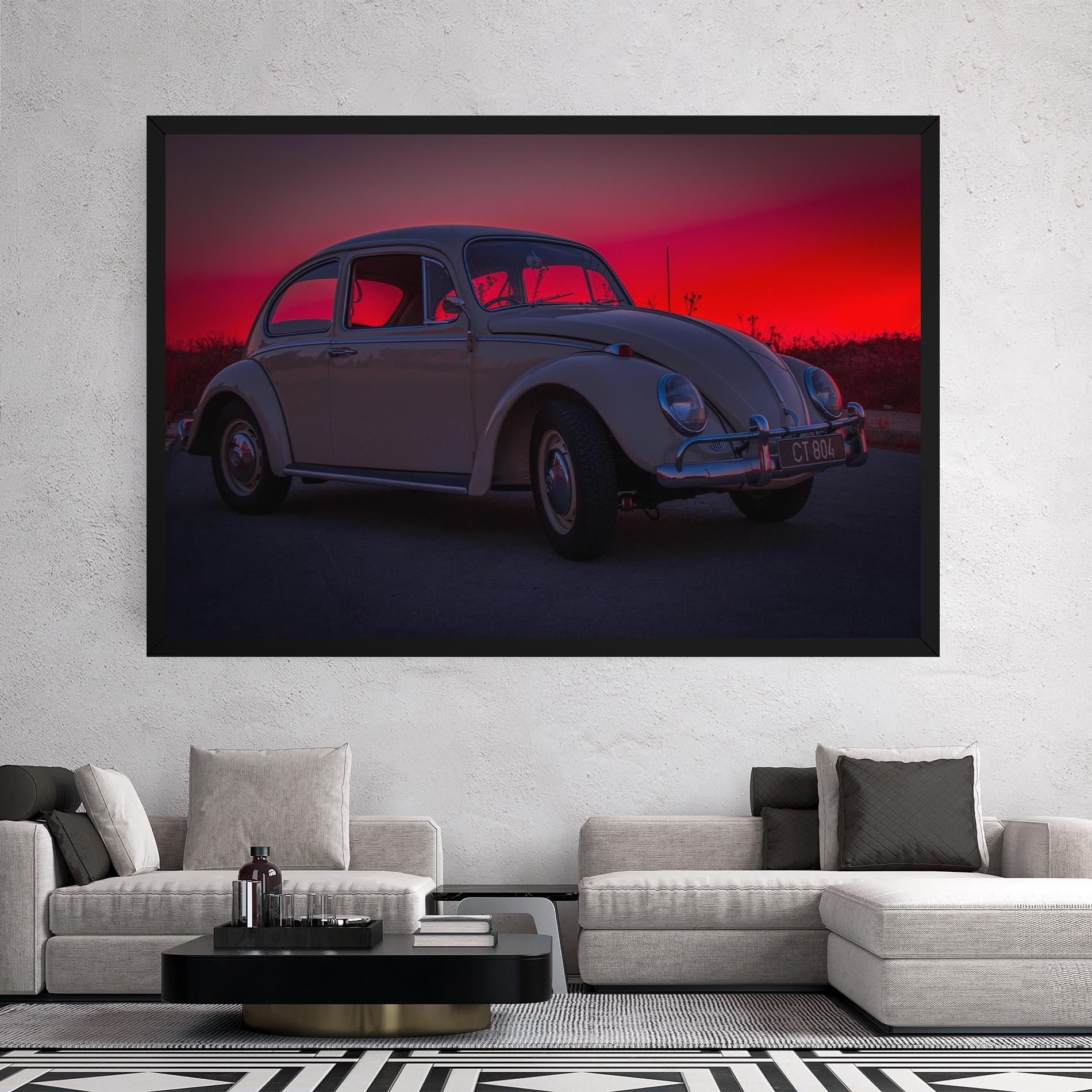 Leinwandbild Old Car Sunset mockup 2
