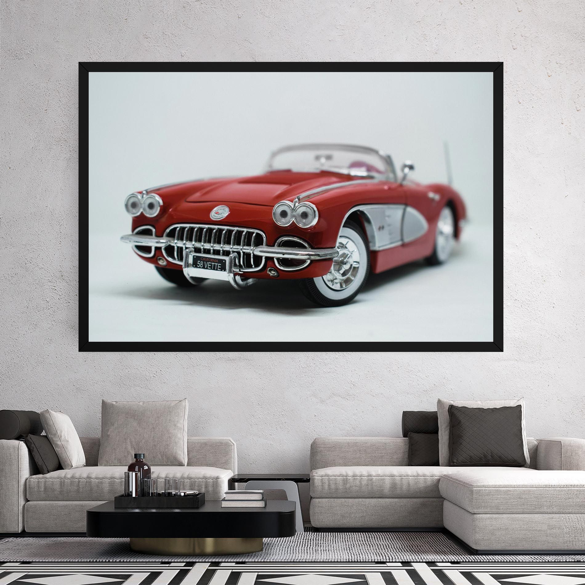 Vintage Red Car mockup 2