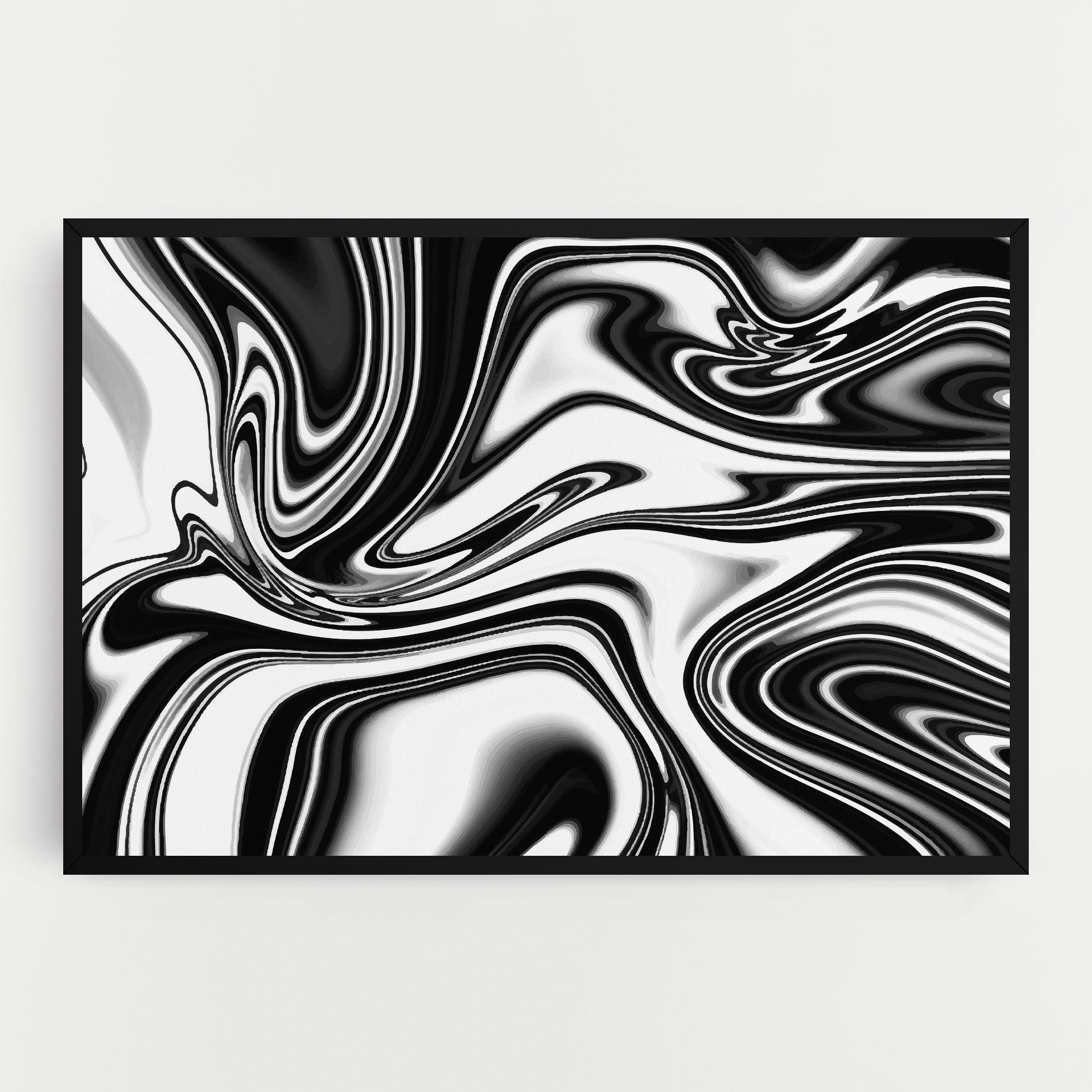 Leinwandbild Black White Liquid mockup 0