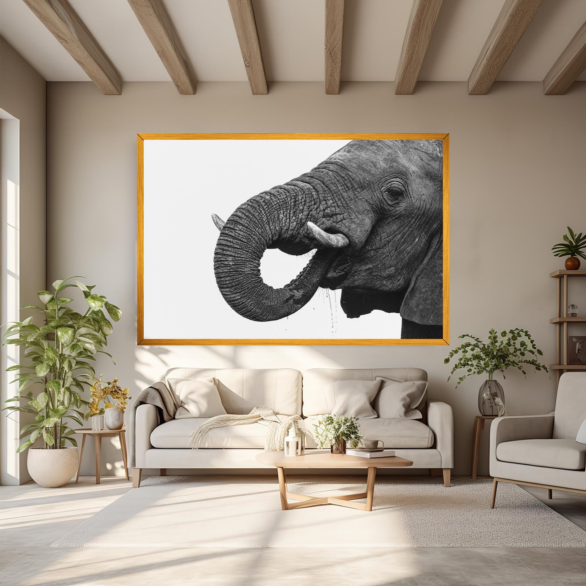 Leinwandbild Elephant Drinking mockup 6