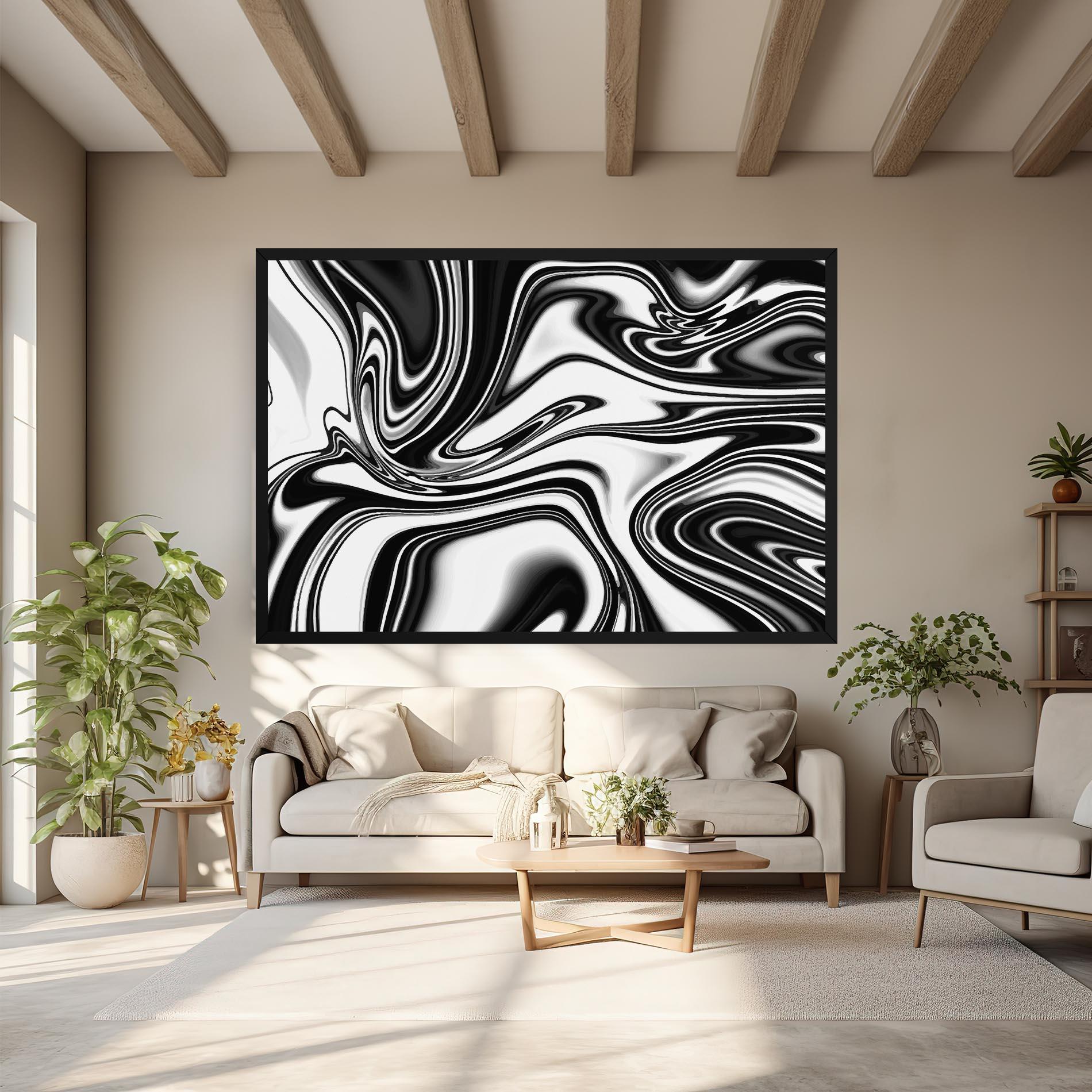 Leinwandbild Black White Liquid mockup 6