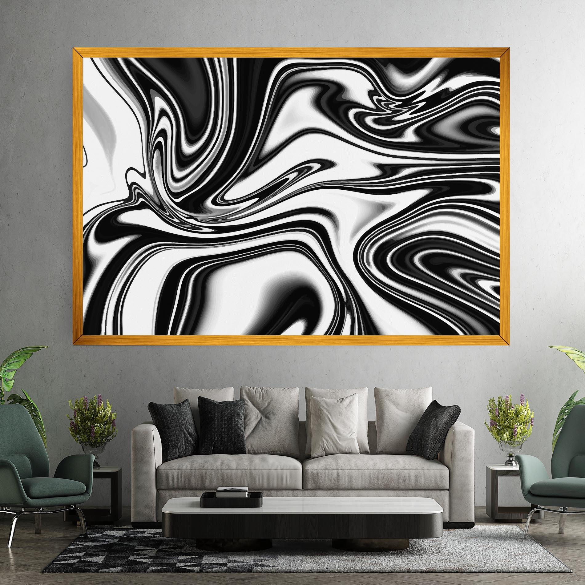 Leinwandbild Black White Liquid mockup 7