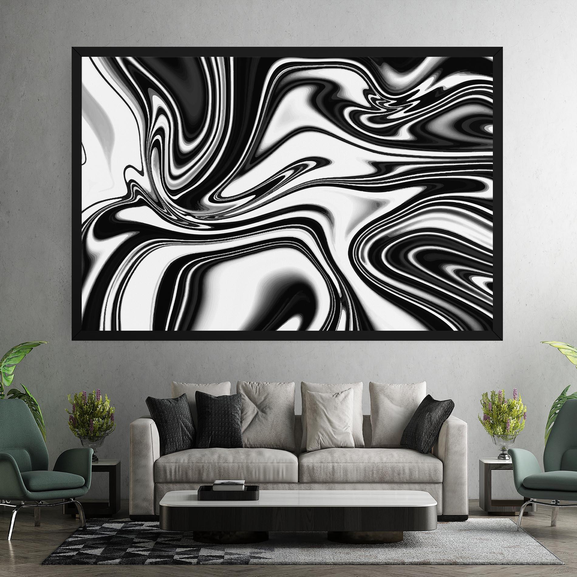 Leinwandbild Black White Liquid mockup 7